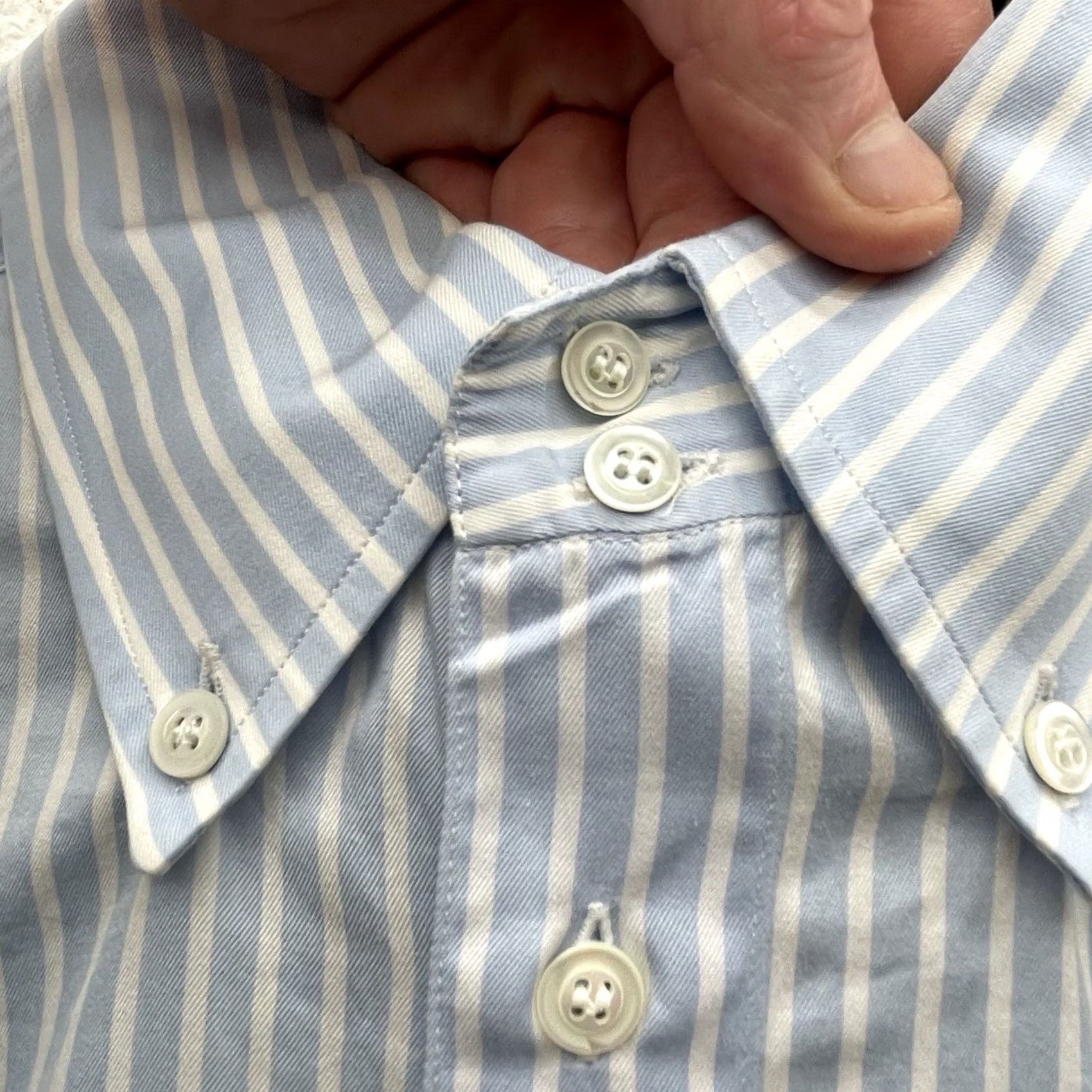Ermenegildo Zegna Ermenegildo Zegna Dress Shirt Mens XL Blue White Striped Designer Preppy Size 46R - 5 Thumbnail