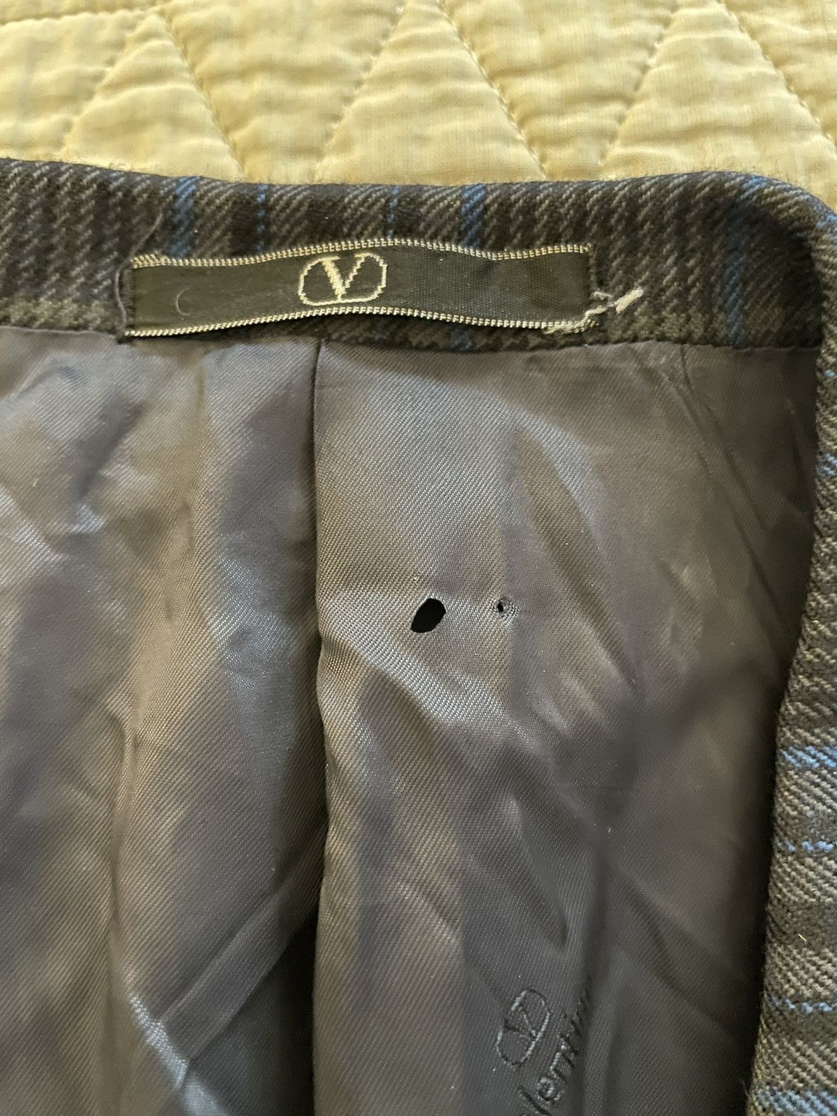 Valentino × Vintage Shadow Check Wool Jacket Size 38R - 6 Thumbnail
