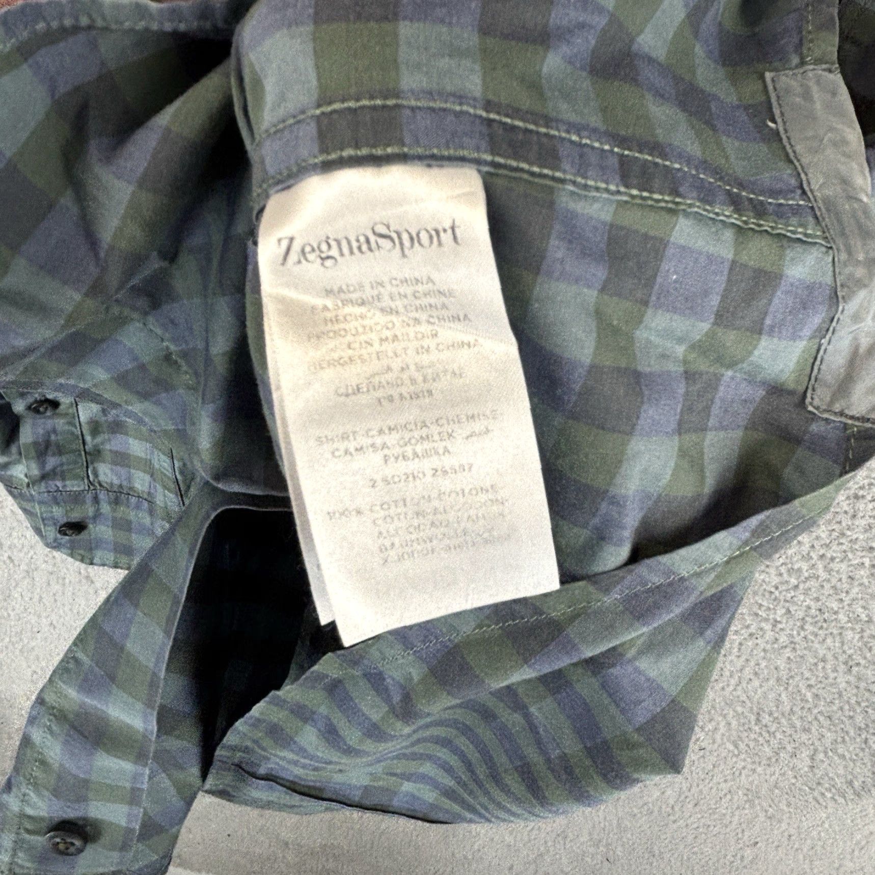 Ermenegildo Zegna Ermenegildo Zegna Sport Button-Down Shirt Mens L Green Blue Check Cotton Size US L / EU 52-54 / 3 - 4 Thumbnail
