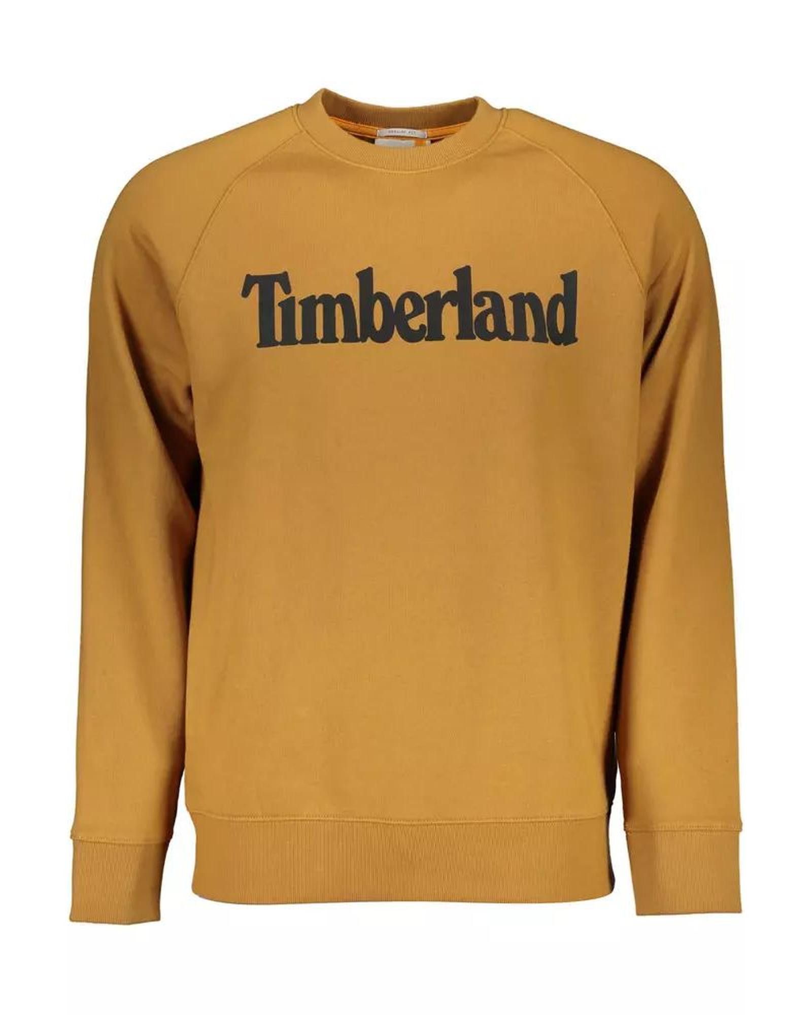 image of Timberland Organic Cotton Logo Print Sweater in Brown, Men's (Size 2XL)