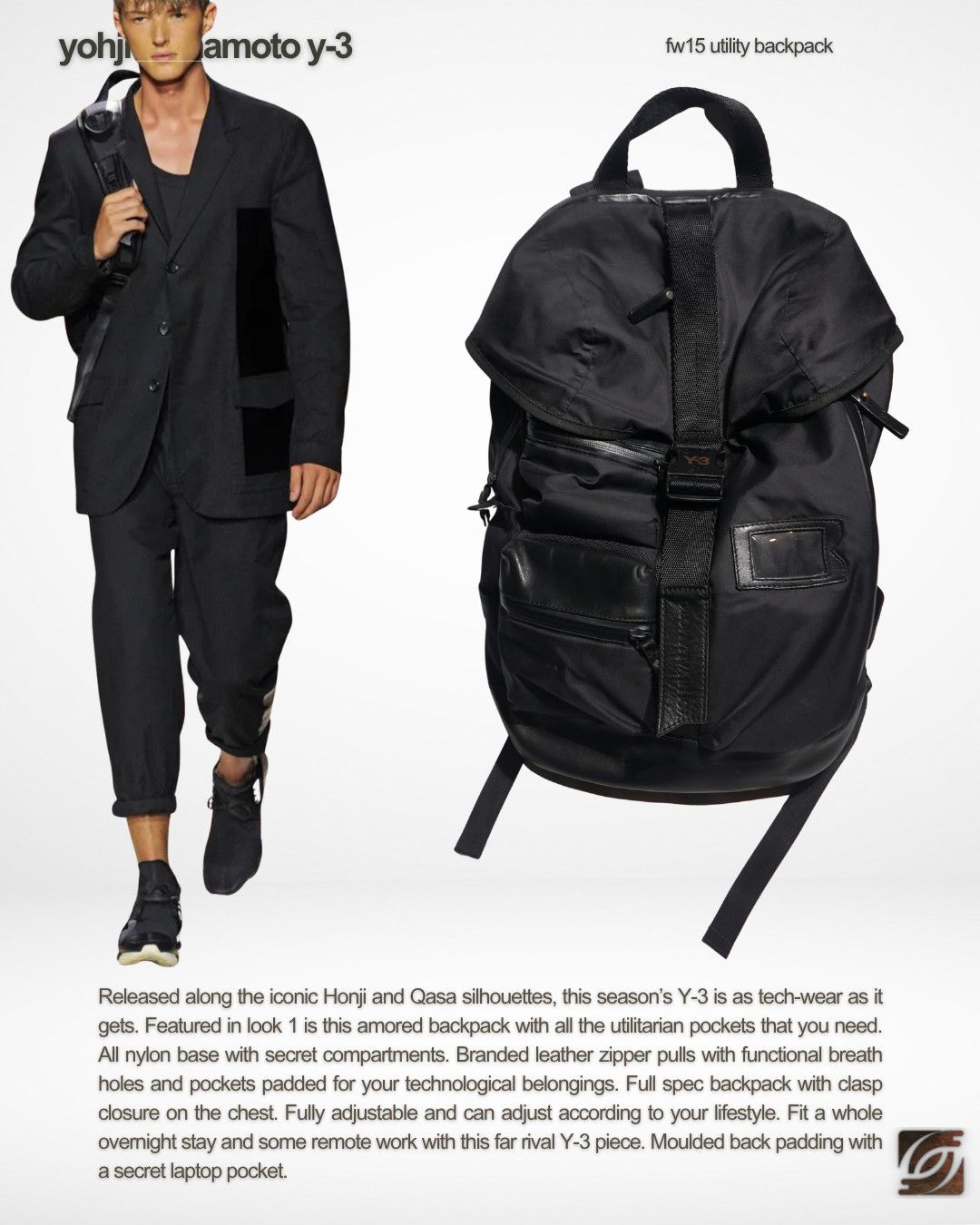 Y-3 SS15 Yohji Yamamoto Utility Backpack Size ONE SIZE - 1 Thumbnail