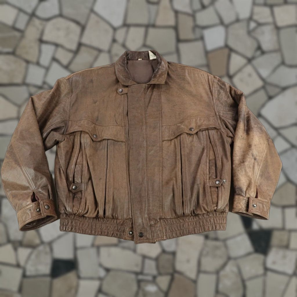 Vintage VINTAGE Aeropostale Jacket Mens 42 Brown Leather Flight Aviators Bomber Coat 90s Outdoor Casual Sports Mens Size US XS / EU 42 / 0 - 1 Thumbnail