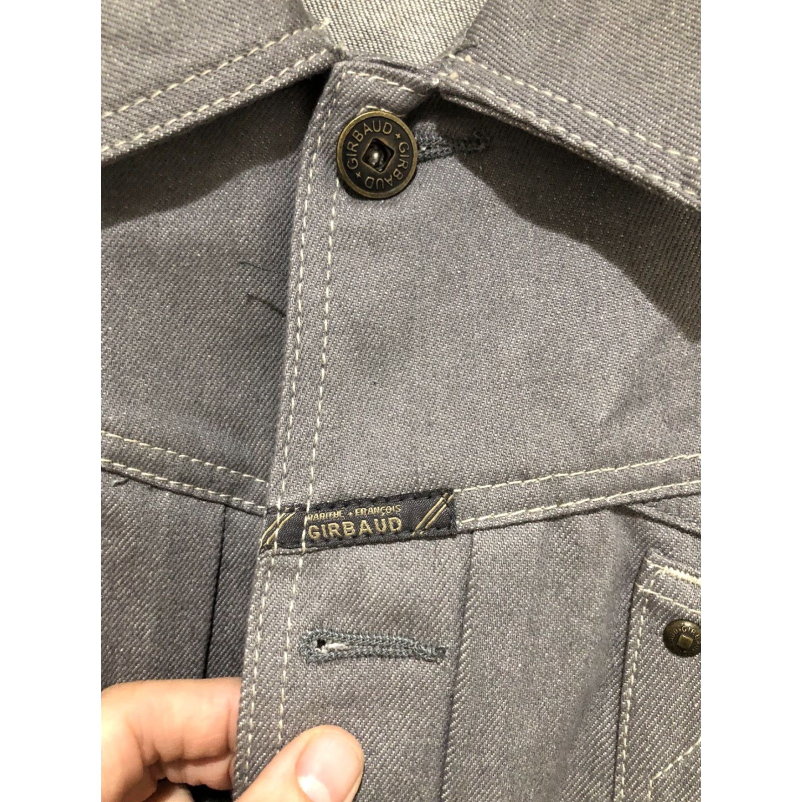 Denime VINTAGE Girbaud X Front 4XL Denim Jacket Gray Jeans Jacket - 90s Biker Hip Hop Front Streetwear Mens Jacket Size US 39 - 3 Thumbnail