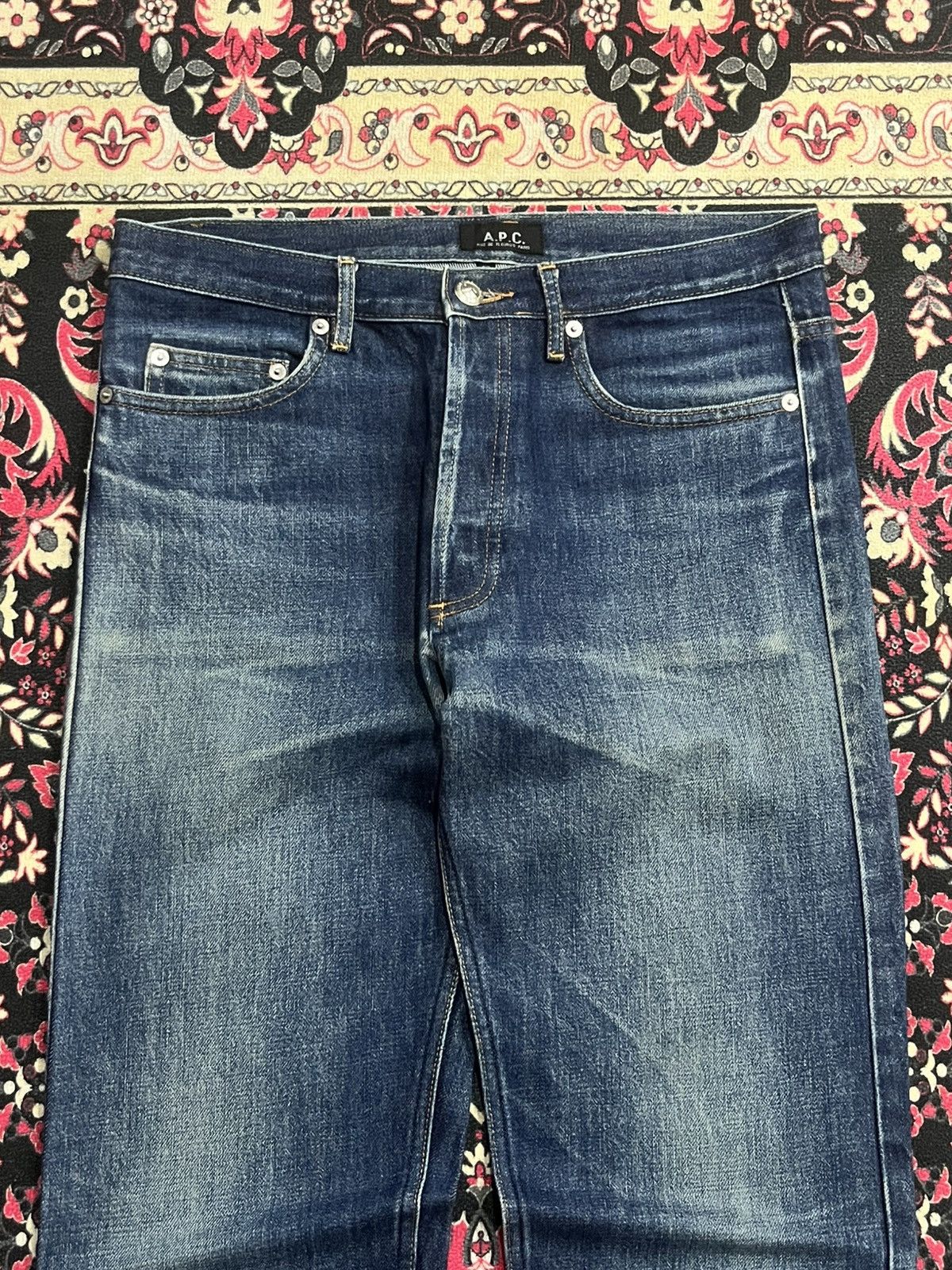 A.P.C. × Kanye West Vintage A.P.C Cure Blue Faded Washed Straight Tapered Jeans Size US 30 / EU 46 - 4 Thumbnail