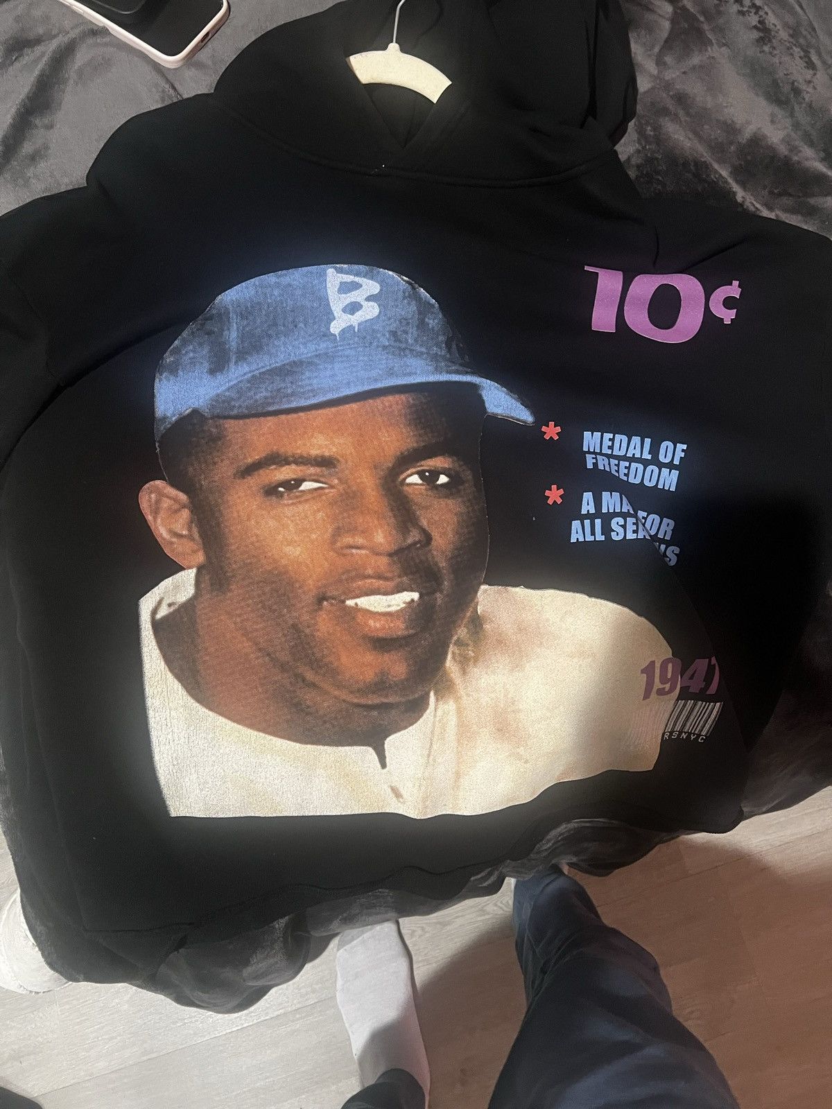 image of Barriers Jackie Robinson Hoodie in Black, Men's (Size Large)