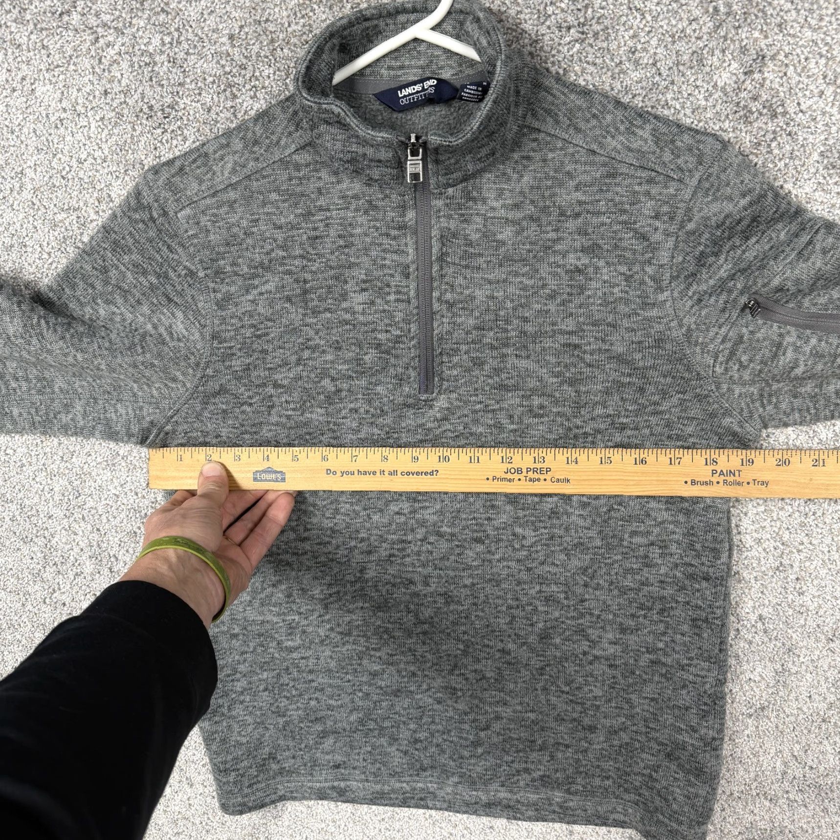 Lands' End Lands' End Mens Small Gray Fleece Pullover 1/4 Zip Mock Neck Zip Pockets Casual Outdoor Hiking Size US S / EU 44-46 / 1 - 5 Thumbnail
