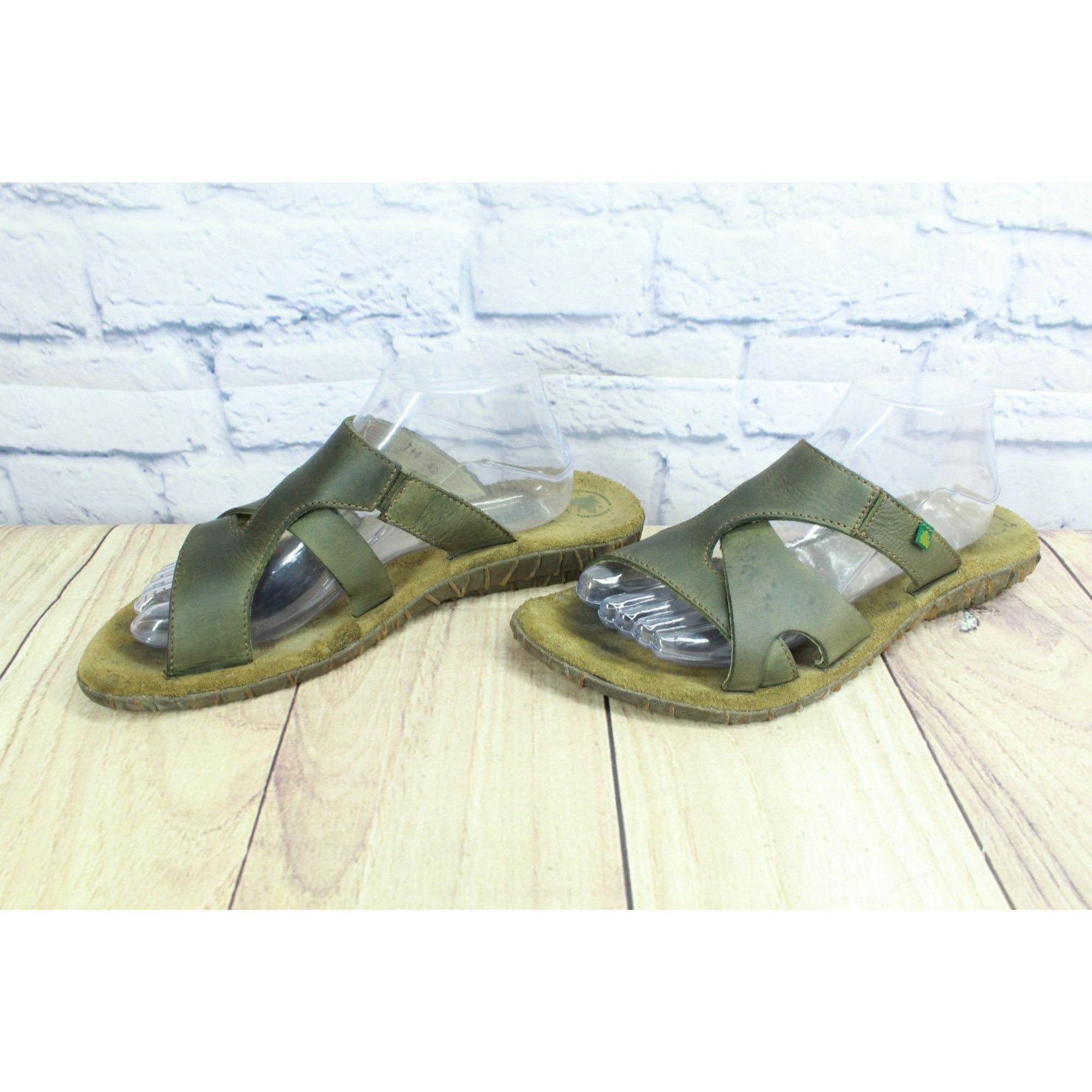 Other El Naturalista Green Leather Slip On Sandals Size US 8 / IT 38 - 3 Thumbnail