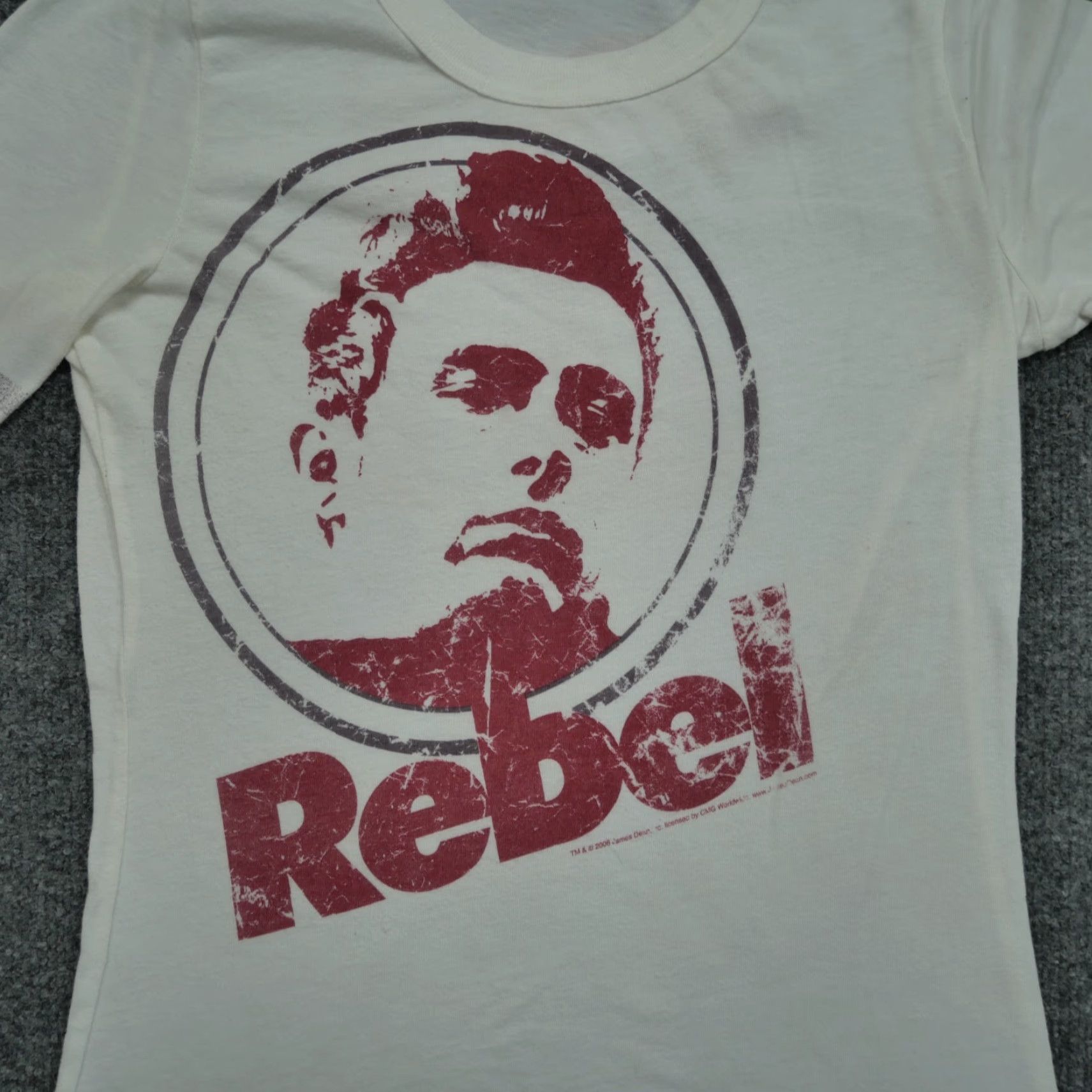 Vintage VINTAGE Mighty Fine James Dean Rebel T Shirt Womens M White Cotton Short Sleeve Round Neck Slim Fit Basic Casual Graphic Distressed 90s Size M / US 6-8 / IT 42-44 - 2 Thumbnail
