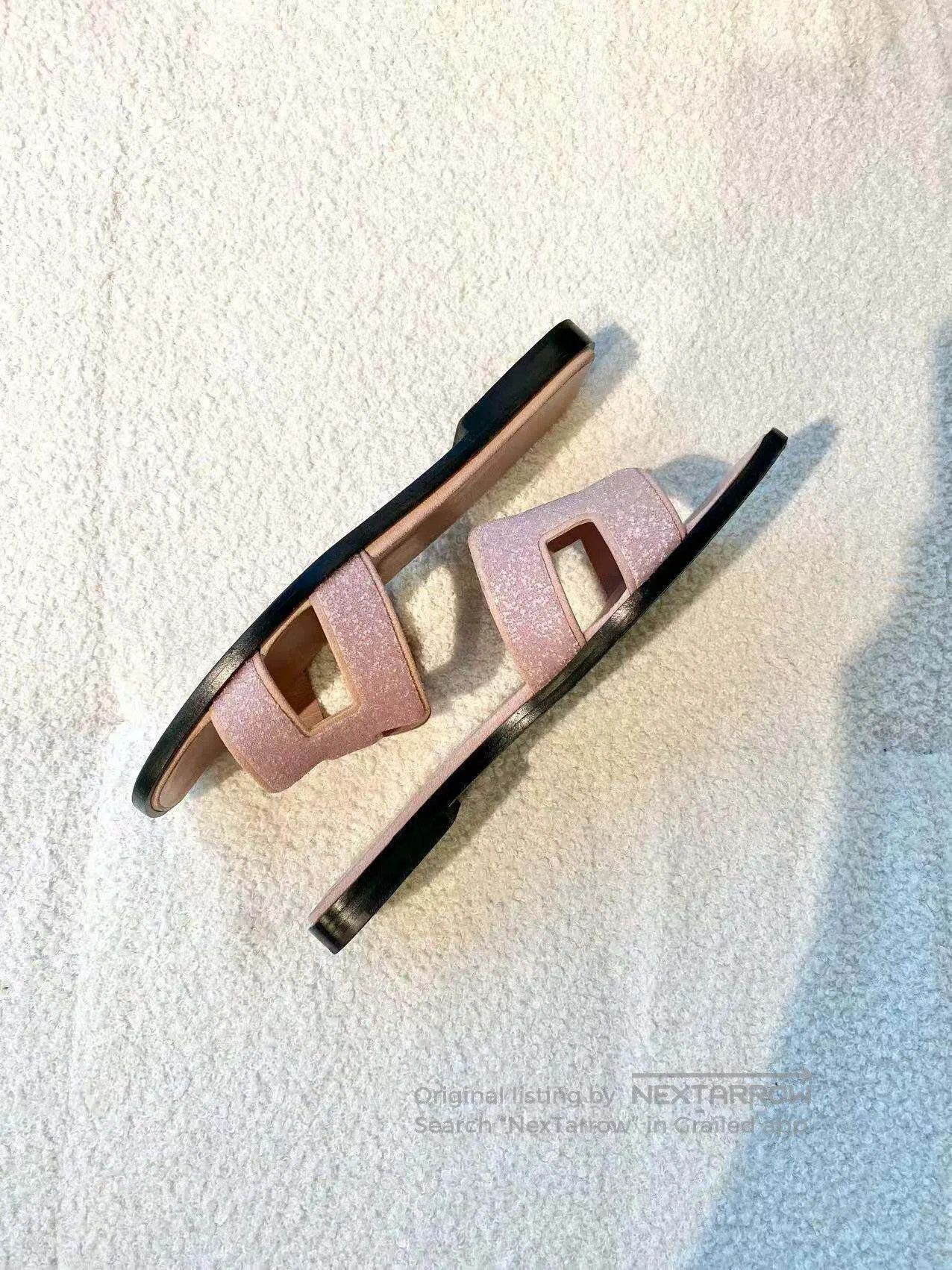 Hermes Hermes Glitter pink diamond H slippers| Size US 5 / IT 35 - 3 Thumbnail