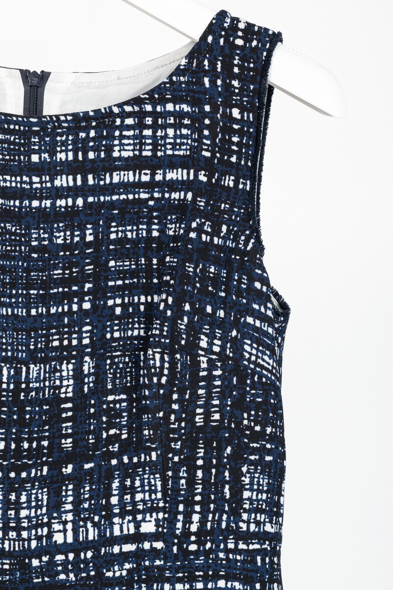 Escada Escada Divatu Navy Plaid Crepe Mini Dress Size M / US 6-8 / IT 42-44 - 5 Thumbnail