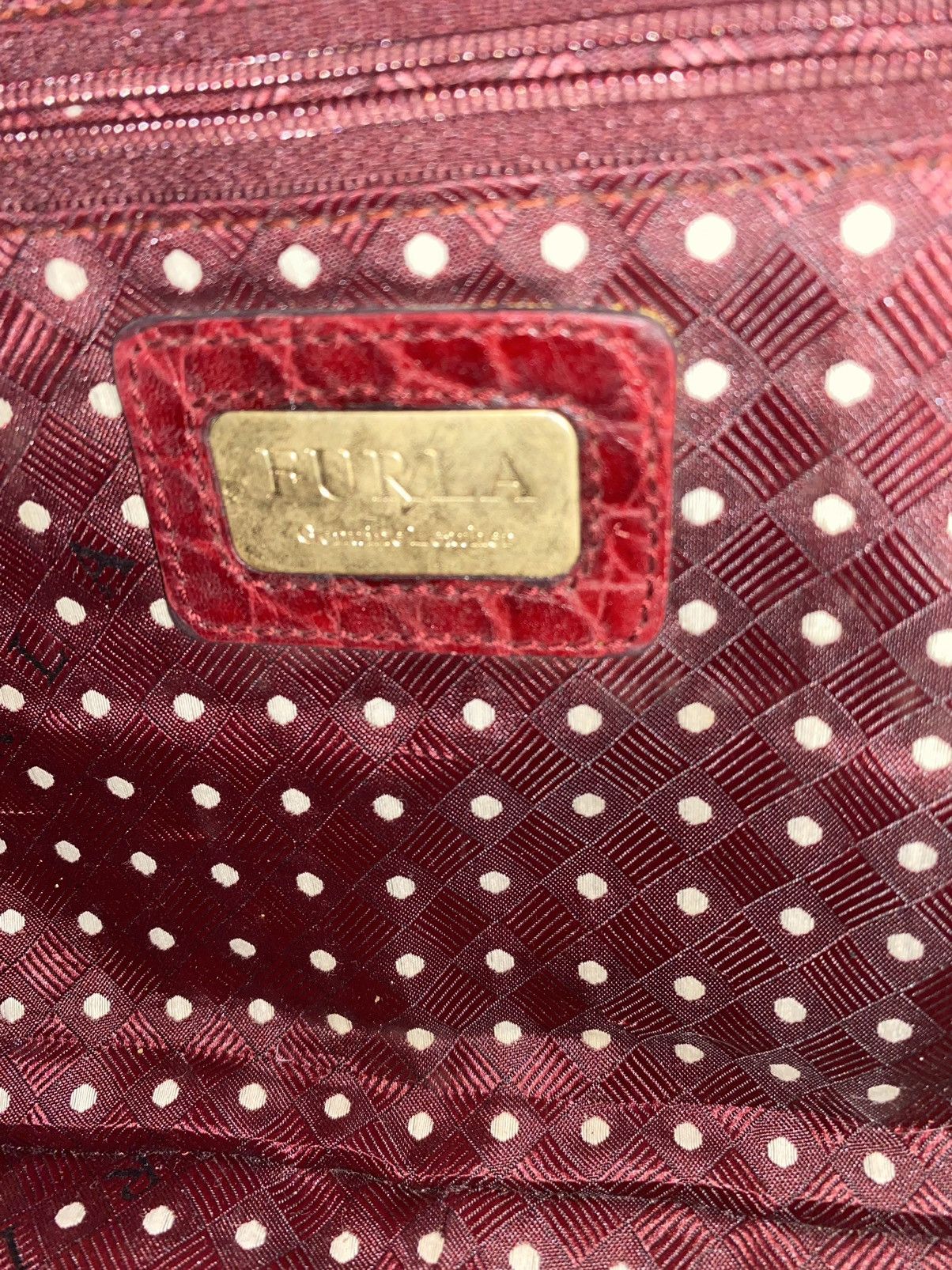 Furla Furla Burgundy Embossed Hand Bag Size ONE SIZE - 12 Thumbnail