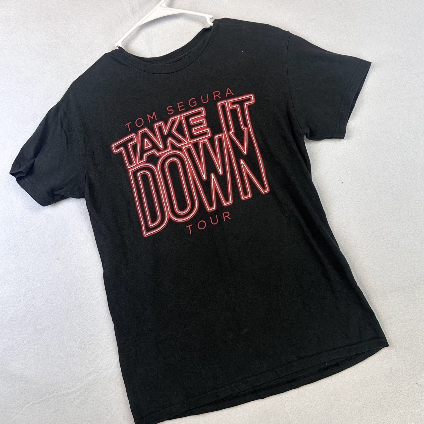 Vintage Tom Segura Stand Up Comedy Tour Shirt M 2019 Take It Down USA Made Black Cotton Graphic Print Short Sleeve Men’s Regular Crew Neck Size US M / EU 48-50 / 2 - 3 Thumbnail