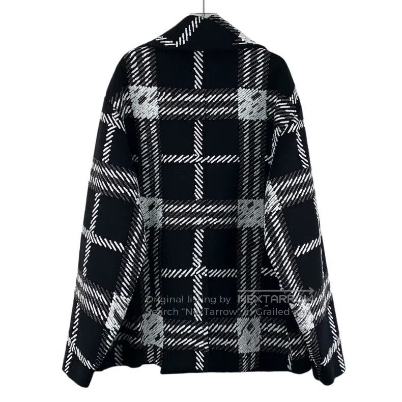 Valentino Valentino Black plaid sheep wool lapel double-breasted lon Size M / US 6-8 / IT 42-44 - 2 Thumbnail