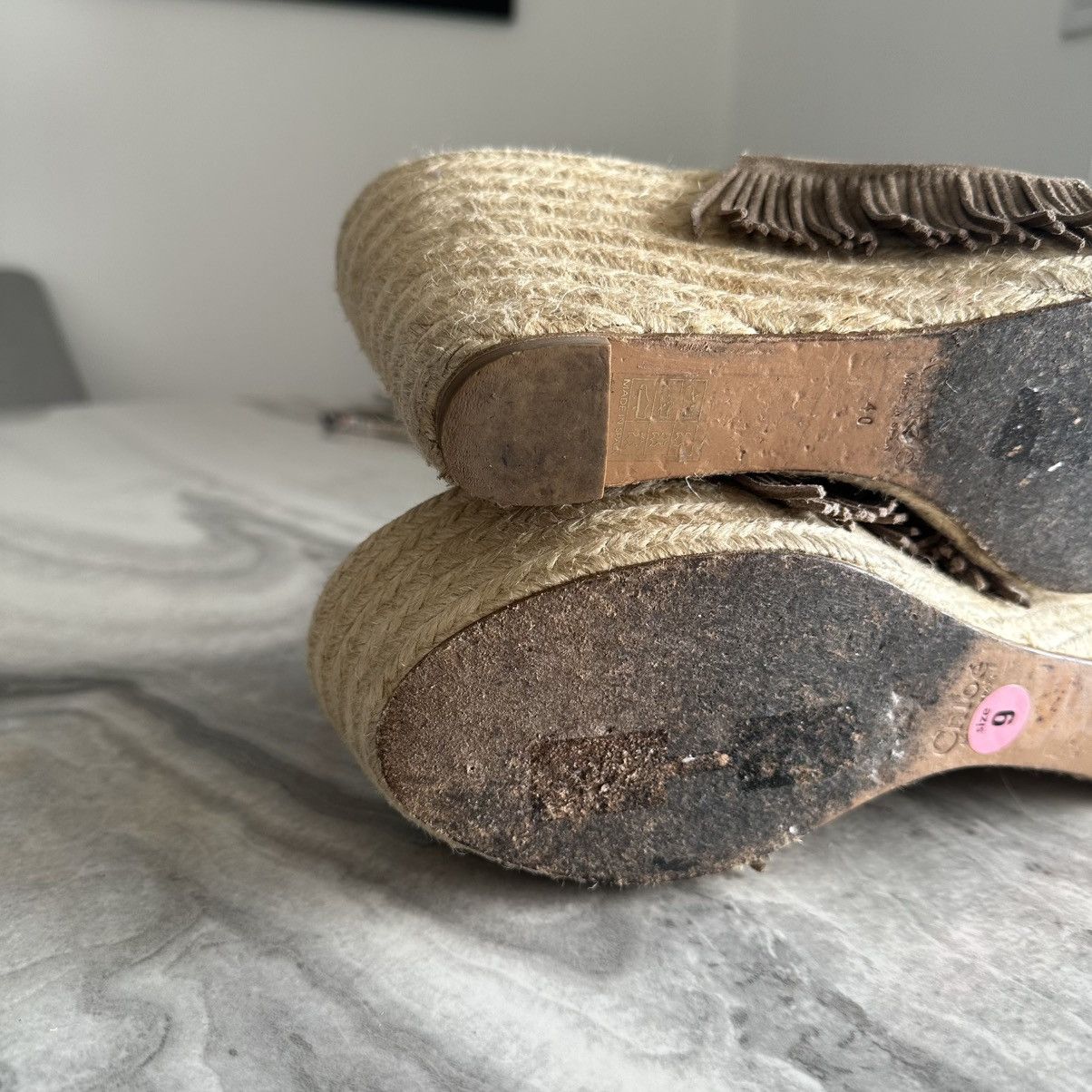 Chloe Chloe Estel Fringe-Trimmed Wedge Espadrille in Brown Suede Size US 9.5 / IT 39.5 - 10 Thumbnail