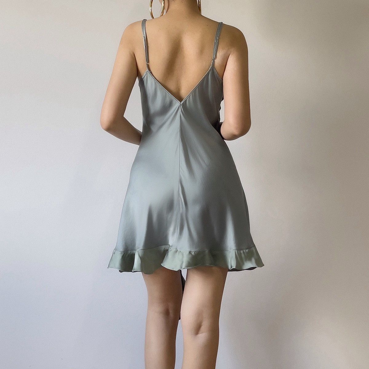 Victoria's Secret × Vintage Special! Romantic VS Dusty Green Silk Mini Dress (Medium) Size M / US 6-8 / IT 42-44 - 9 Thumbnail