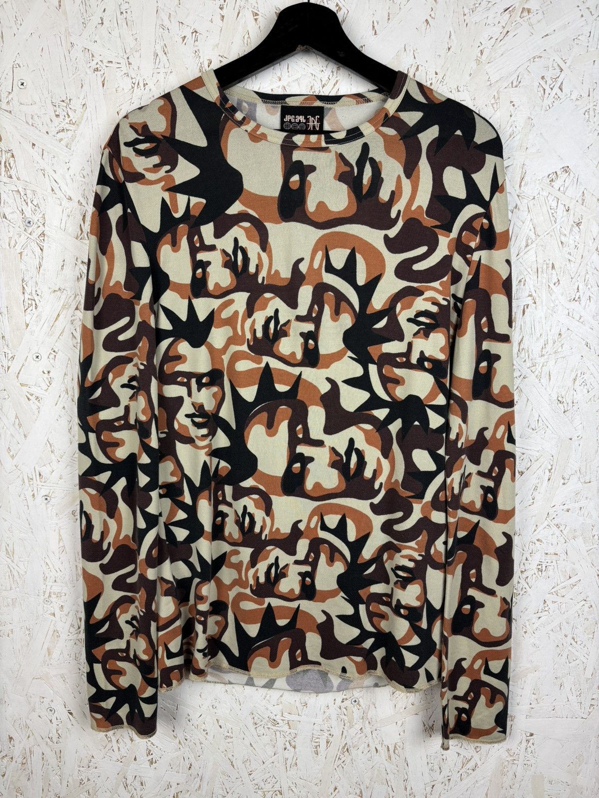 90s Jean Paul Gaultier Punk Faces Mesh Maille Powernet Top