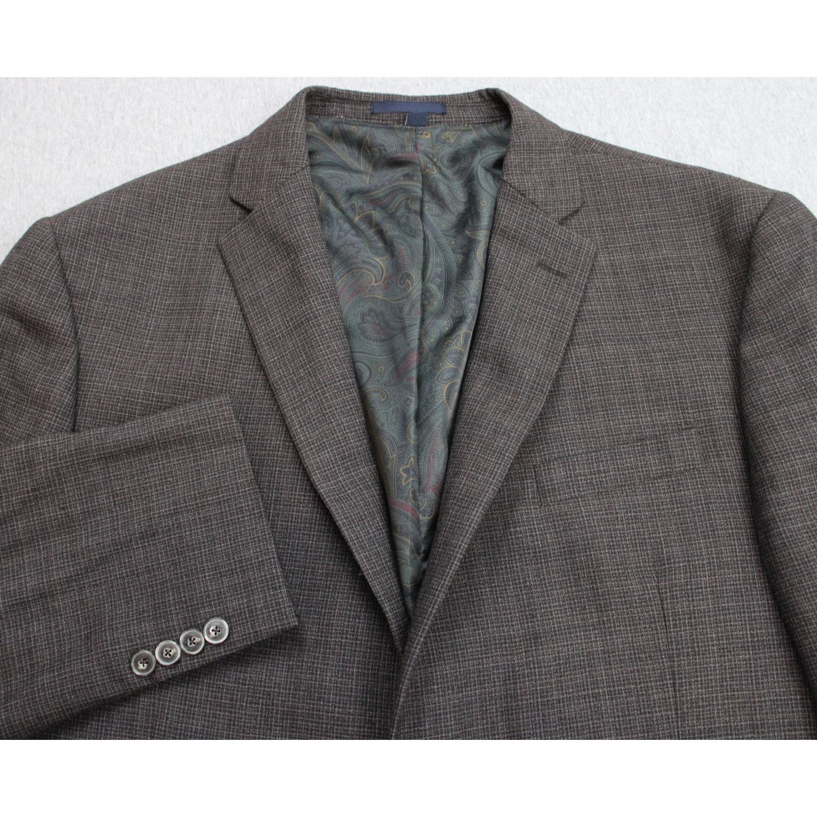 Jos. A. Bank Jos A Bank 1905 Blazer Mens 44L Brown Microcheck 100% Wool Size 44L - 1 Thumbnail