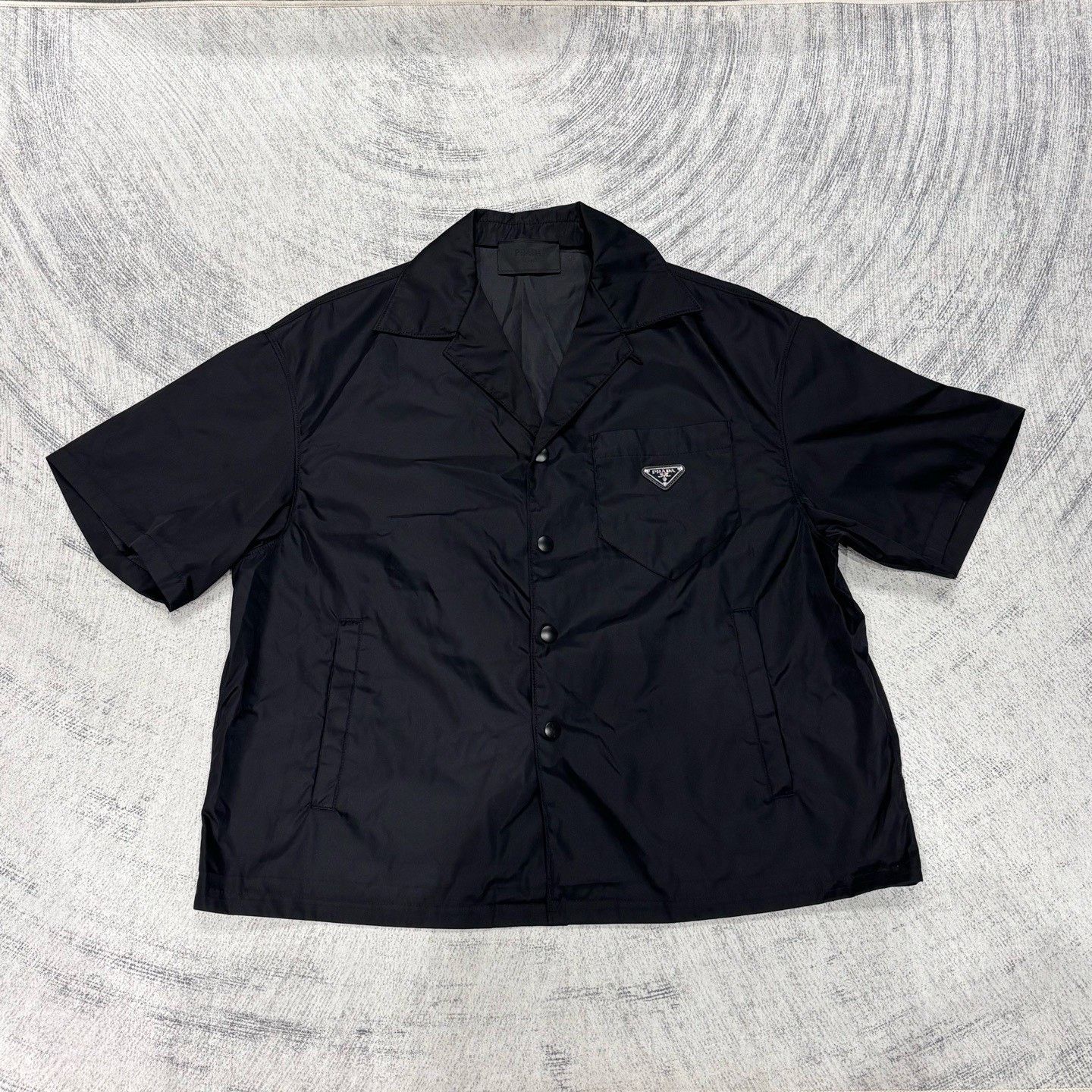Prada Prada Black Nylon Triangular Logo Short-Sleeve Coat Size US L / EU 52-54 / 3 - 1 Thumbnail