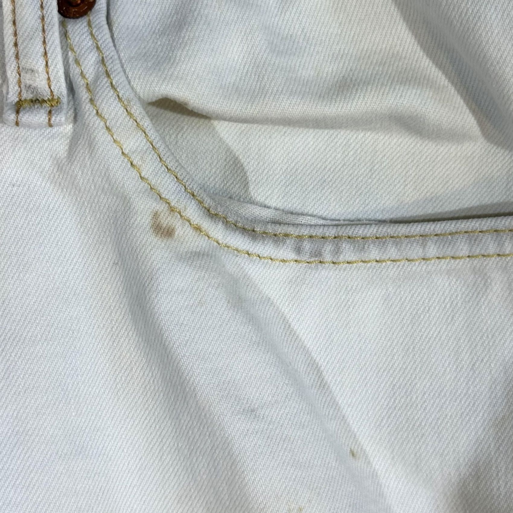 Levi's Levis 510 Jeans Mens 36x30 Beige Skinny Fit Stretch Denim Distressed Stains Vintage No Size US 36 / EU 52 - 4 Thumbnail