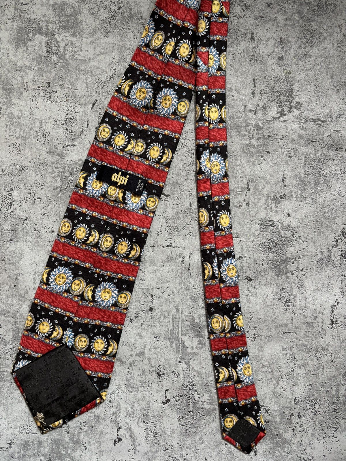 Designer Vintage ALPI Silk Tie Sun Retro Size ONE SIZE - 7 Thumbnail