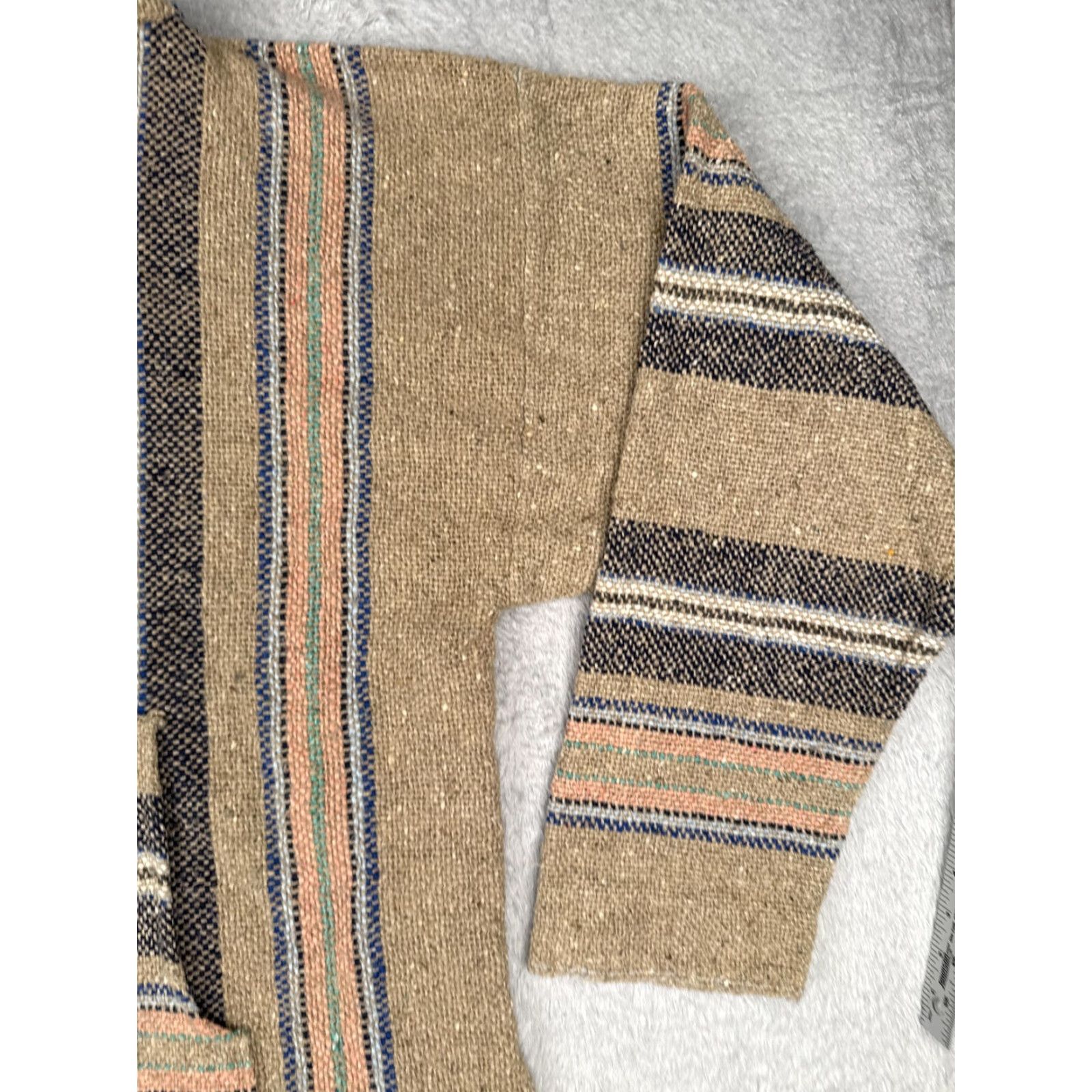 KangaROOS Baja Hoodie Mens Large Beige Striped Kangaroo Pocket Hippie Poncho Drug Rug Hoodie Size US L / EU 52-54 / 3 - 2 Thumbnail