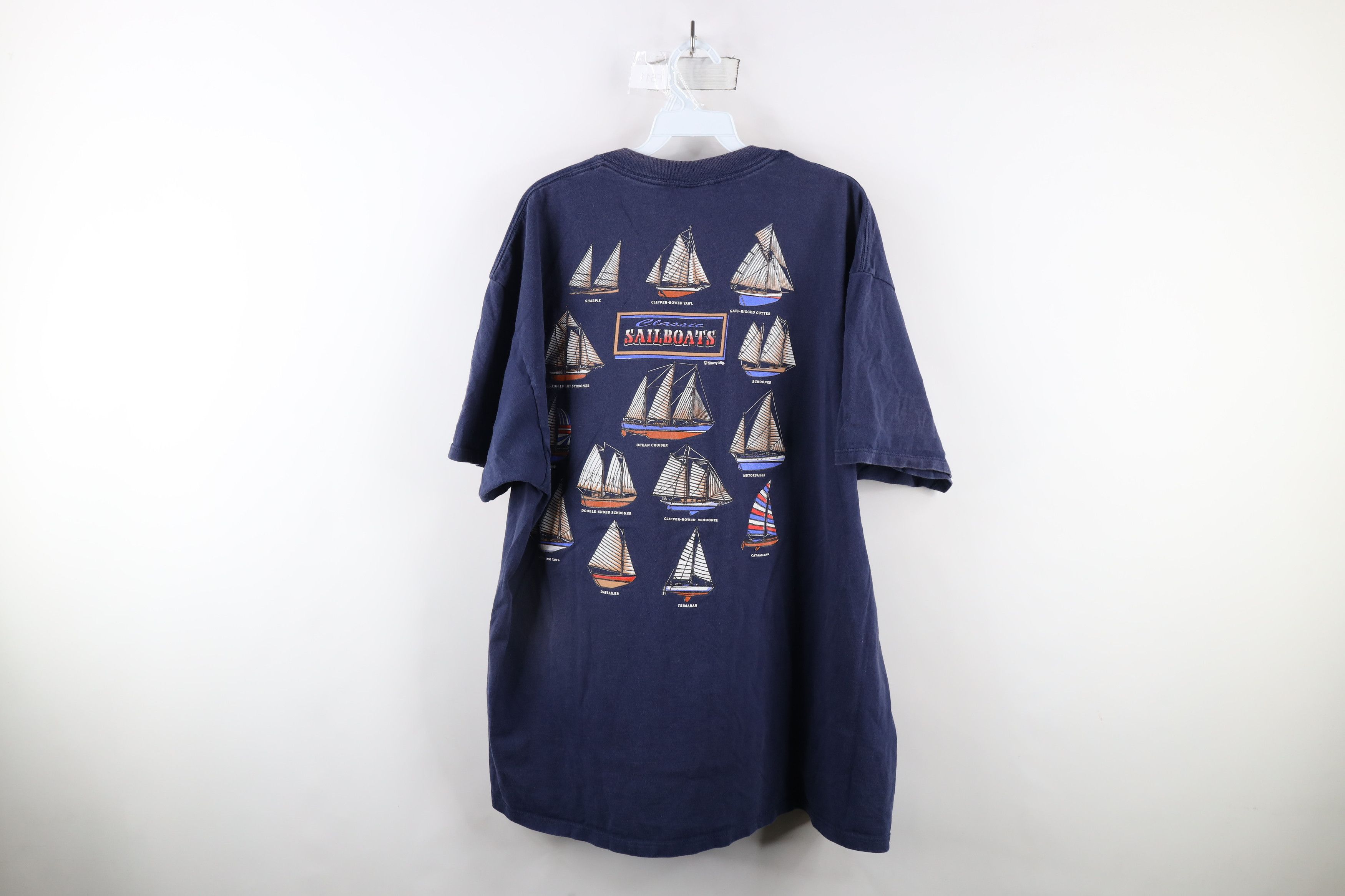 Vintage Vintage 90s Streetwear Classic Sailboats T-Shirt Blue USA Size US XXL / EU 58 / 5 - 10 Thumbnail