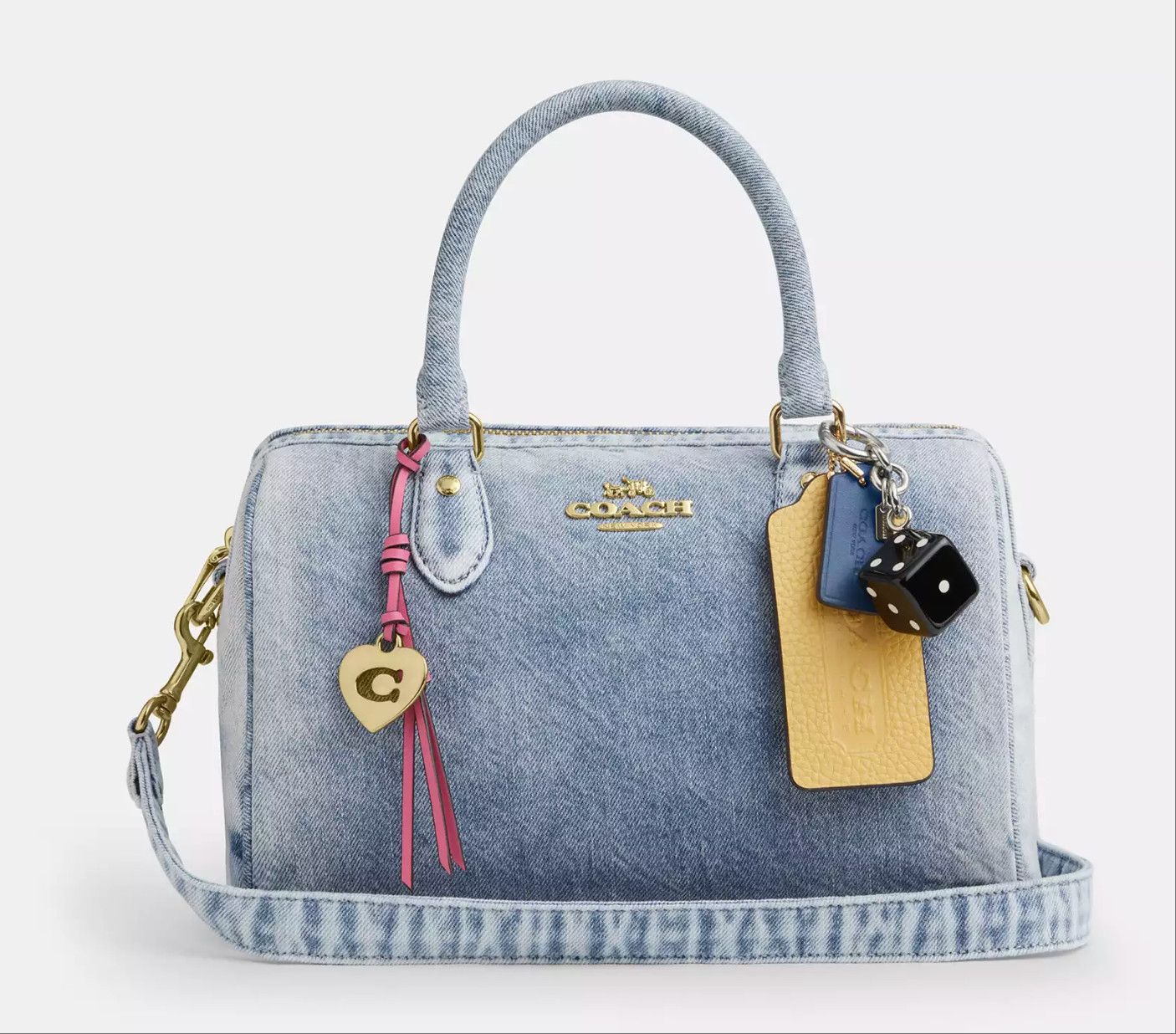 Coach Rowan Satchel Bag In Loved Denim With Charms CDY74 Size ONE SIZE - 12 Thumbnail