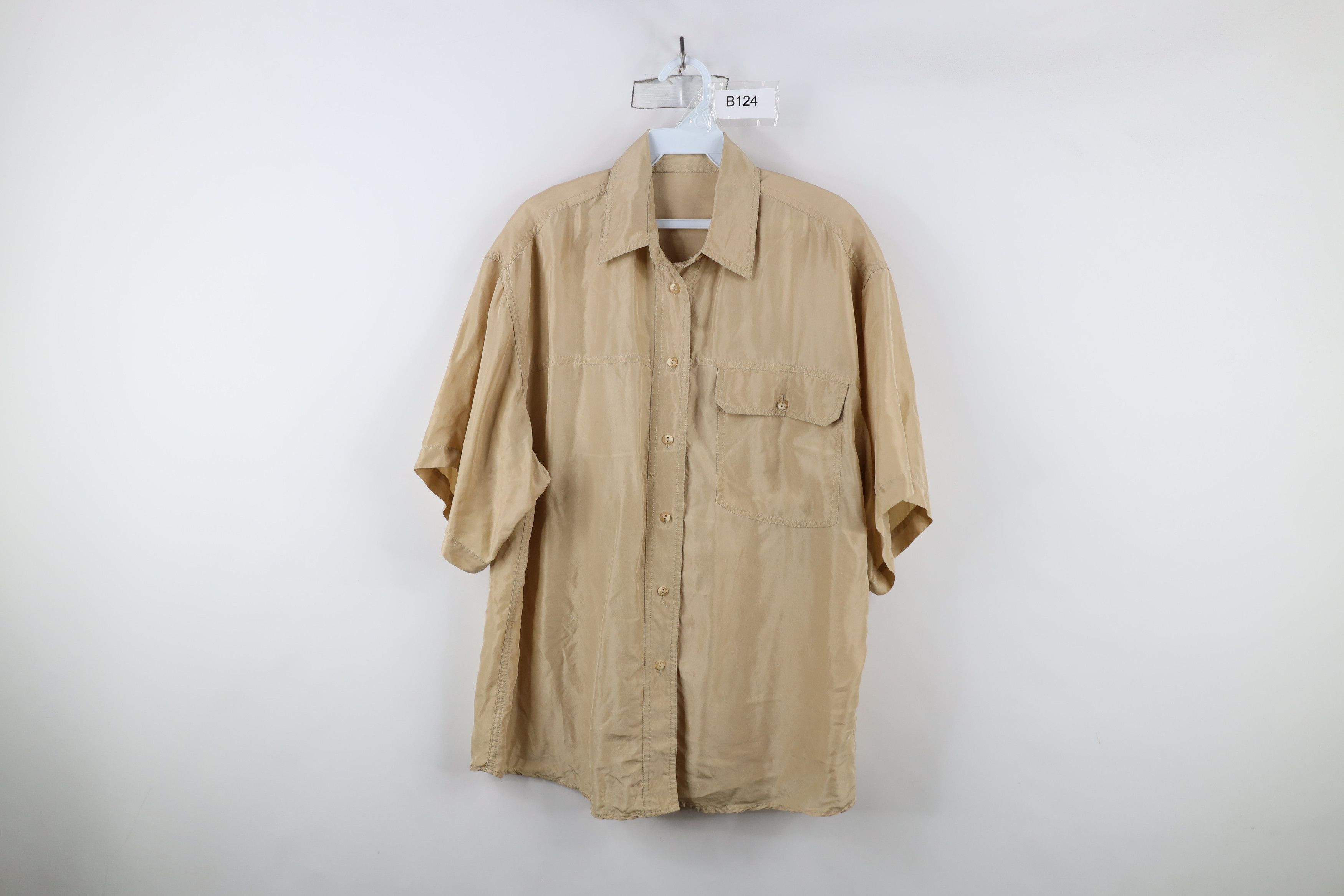 Vintage Vintage 90s Streetwear Silk Short Sleeve Button Shirt Gold Size US L / EU 52-54 / 3 - 1 Thumbnail