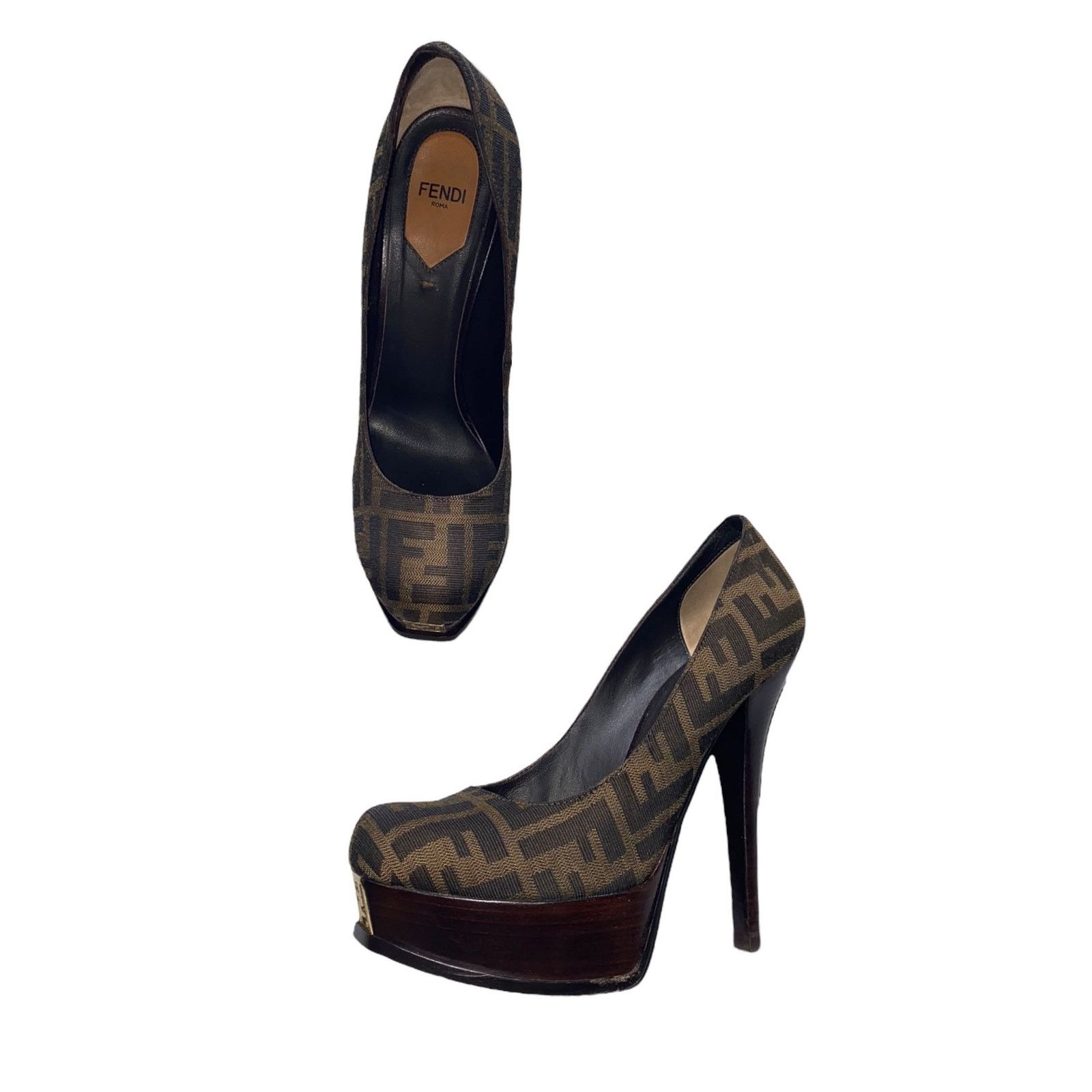 Fendi monogram zucca logo pump heel Size US 9 / IT 39 - 1 Thumbnail