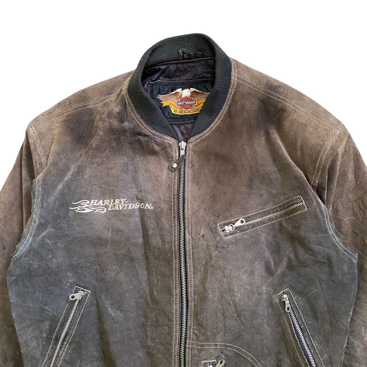 Harley Davidson 💥HARLEY DAVIDSON SUEDE LEATHER BOMBER JACKET Size US L / EU 52-54 / 3 - 6 Thumbnail
