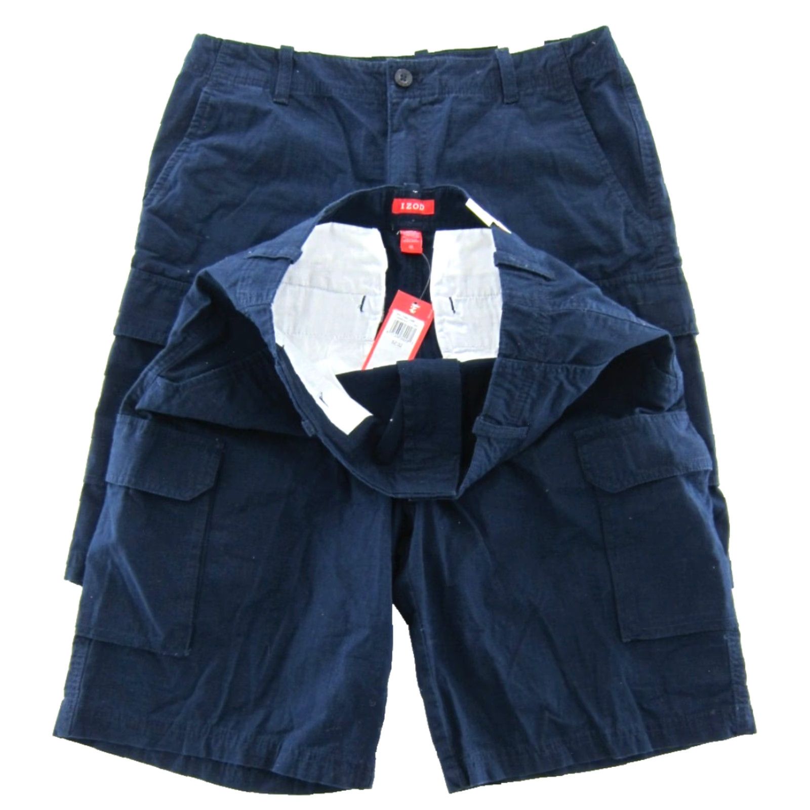 Izod IZOD Cargo Shorts Men 32 Navy Blue Flat Front Cotton Chino 2 Pair NWT Flat Front Size US 32 / EU 48 - 4 Thumbnail