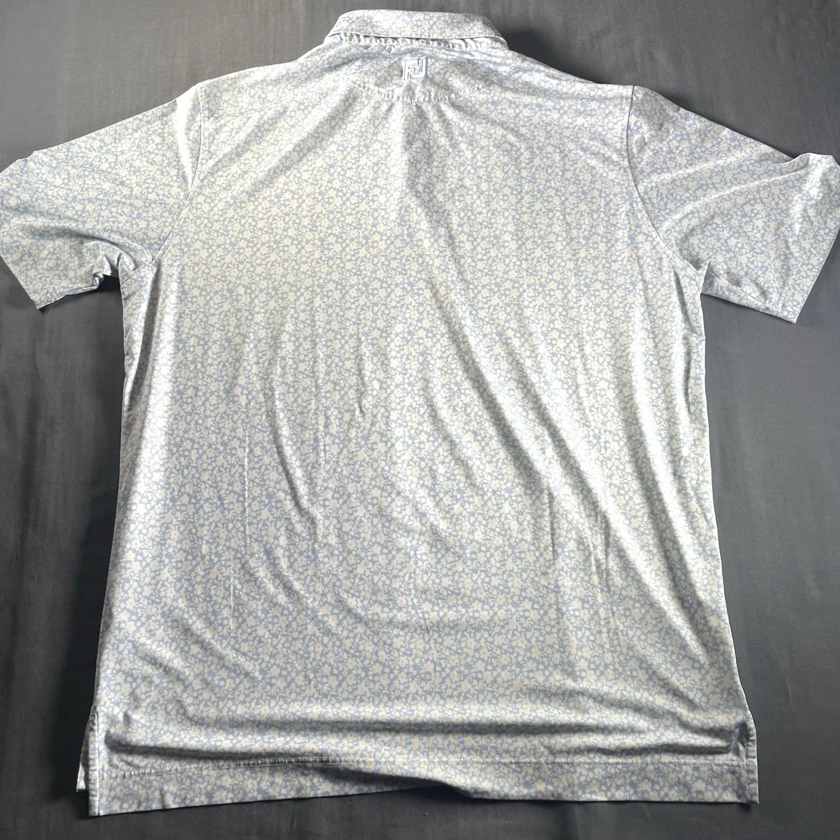 Footjoy FootJoy Polo XL Geometric Floral Golf Performance FJ Flowers Light Blue Men Polo Short Sleeve Breathable All Seasons Regular Classic Sports Size US XL / EU 56 / 4 - 7 Thumbnail
