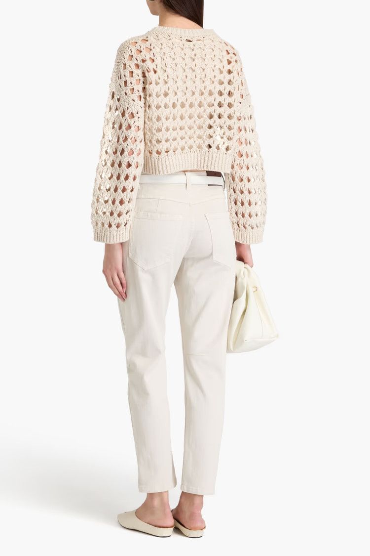 Brunello Cucinelli o1y0825 Crewneck Sweater in Beige Size M / US 6-8 / IT 42-44 - 3 Thumbnail