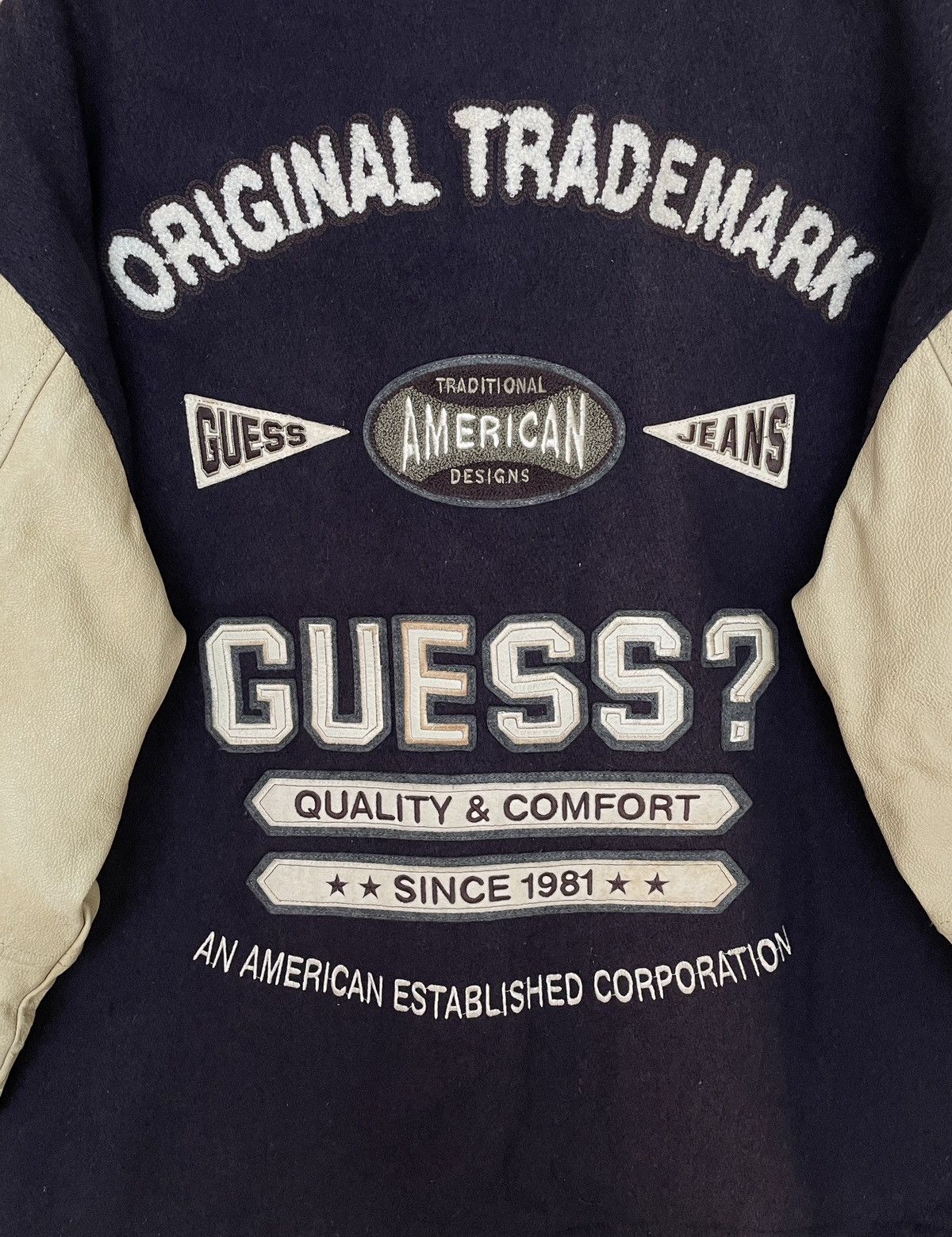 Guess Vintage Brand Guess Leather Varsity Jacket Made in Usa 1990s Size US XL / EU 56 / 4 - 8 Thumbnail