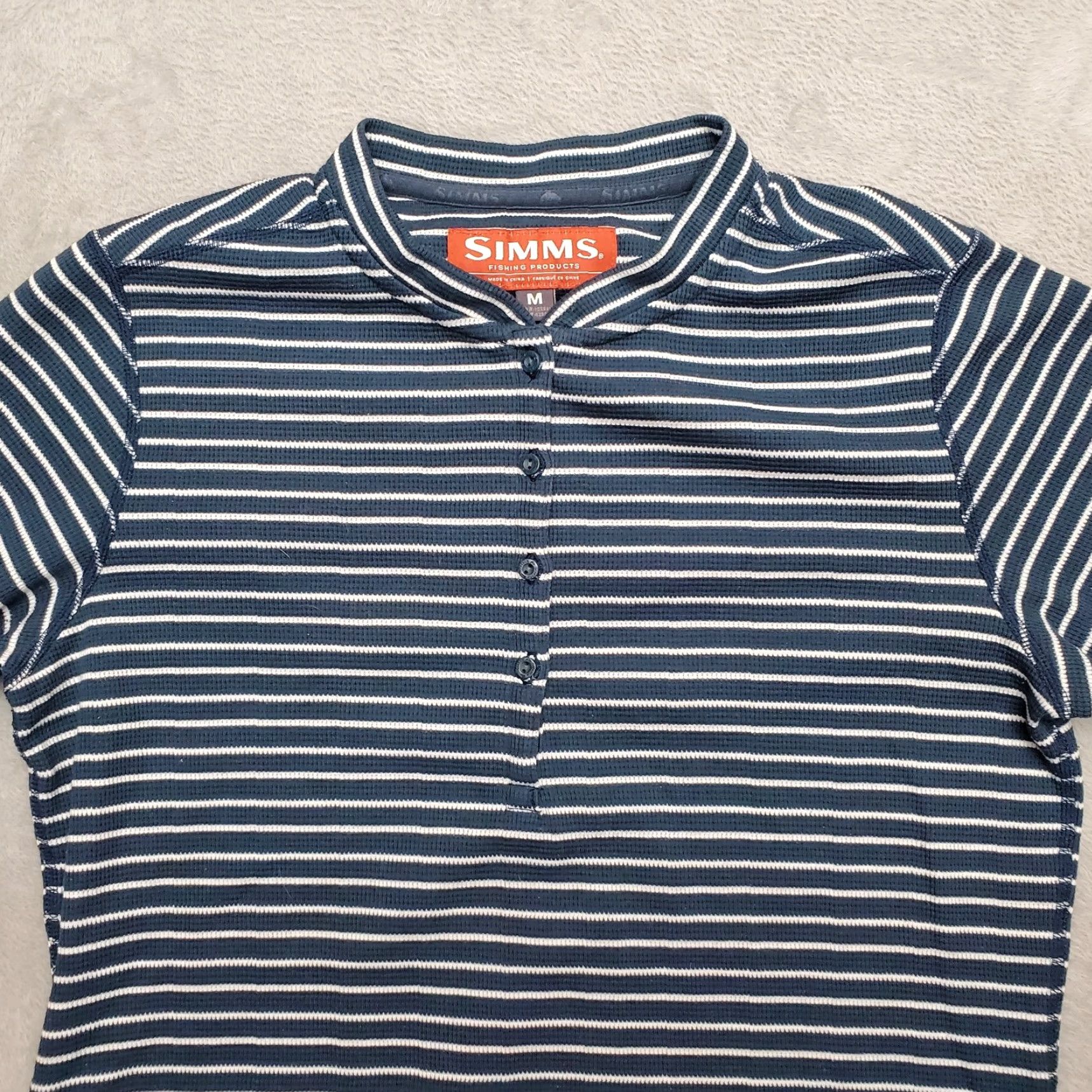 Vintage Simms Shirt Women M Blue Striped Henley Outdoors Long Sleeve Casual Fishing Size M / US 6-8 / IT 42-44 - 2 Thumbnail