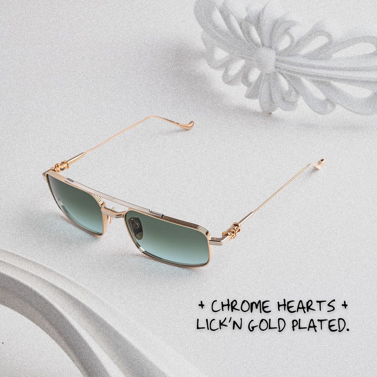 Chrome Hearts CHROME HEARTS LICK'N GOLD PLATED - SHINY SILVER SUNGLASSES Size ONE SIZE - 1 Thumbnail