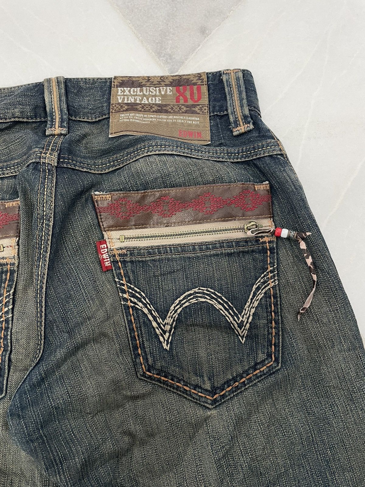 Vintage Edwin Distressed & Repair Rusty Denim Jeans