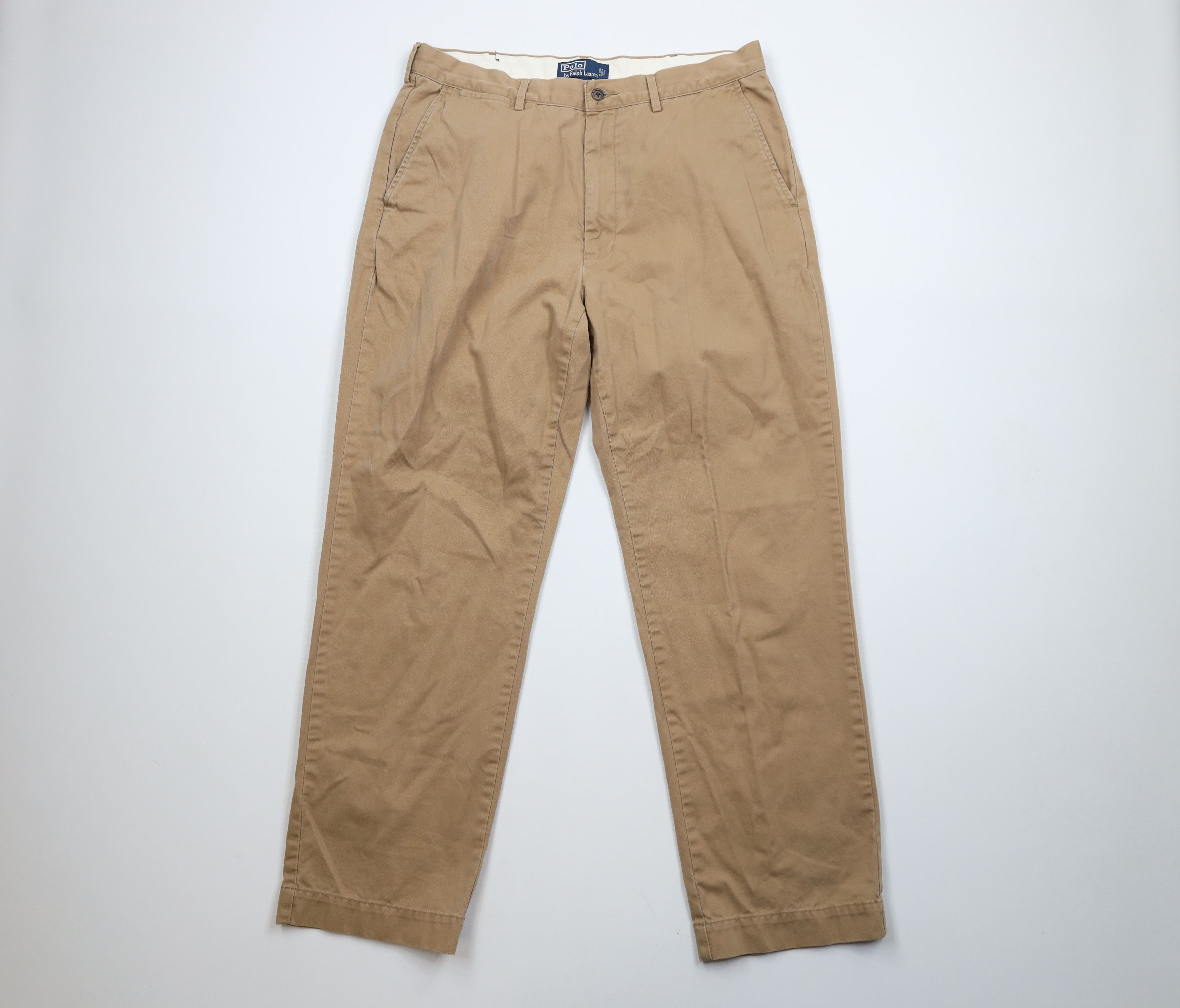 Ralph Lauren × Vintage Vintage 90s Ralph Lauren Wide Leg Chino Pants Brown Cotton Size US 34 / EU 50 - 1 Thumbnail