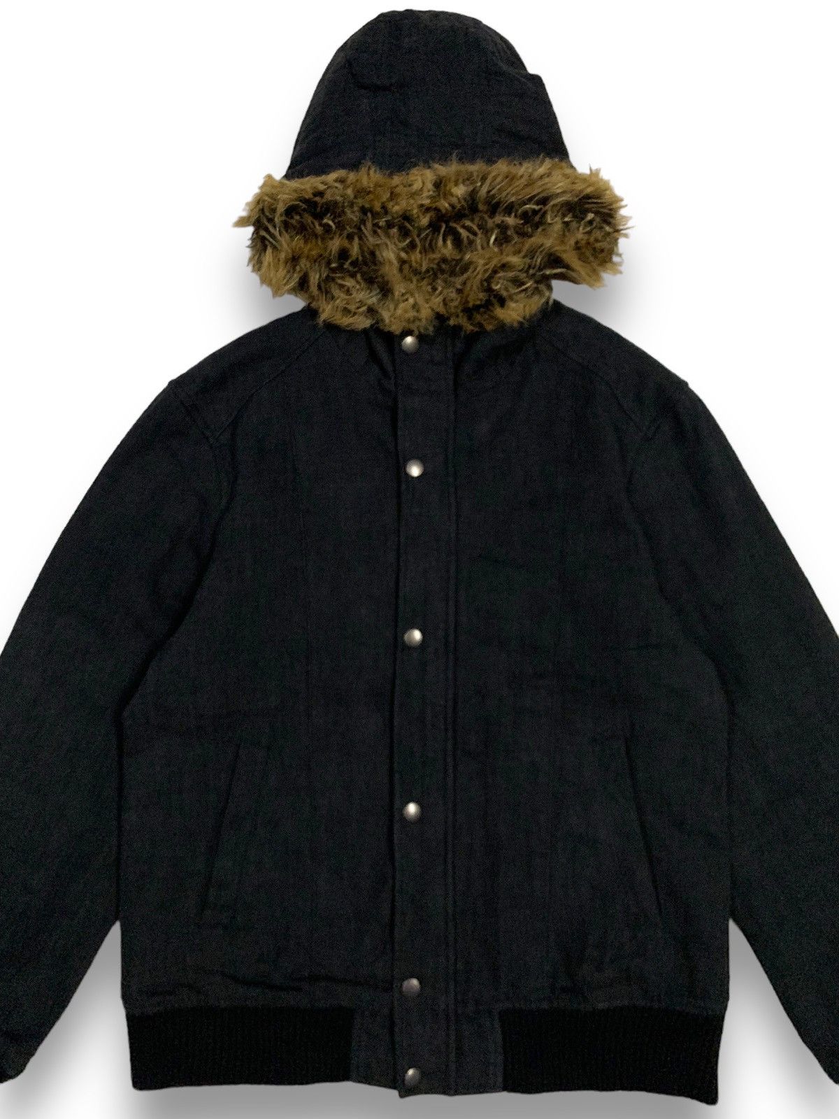 14th Addiction Vintage Michel Klein Homme Paris Denim FauxFur Hooded Jacket Size US M / EU 48-50 / 2 - 4 Thumbnail