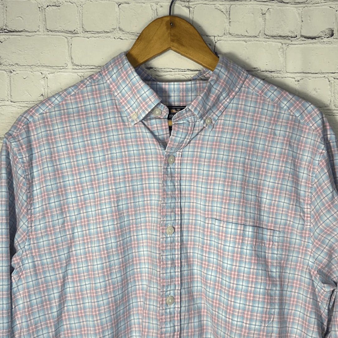 Vineyard Vines Vineyard Vines Murray Shirt L Large Performance Golf Blue Pink Plaid Men’s Classic Fit Button-Up Long Sleeve Shirt Size US L / EU 52-54 / 3 - 2 Thumbnail