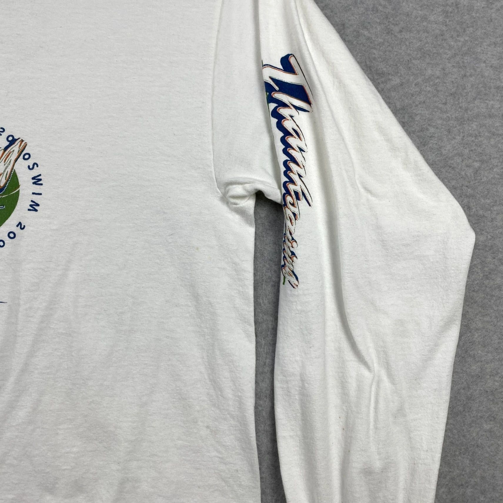 Gildan VTG Y2K Las Vegas Thanksgiving Swim Invitational Shirt Mens Large Double-Sided Gildan Ultra Cotton Multicolor Long Sleeve Crew Neck T-Shirt Size US L / EU 52-54 / 3 - 4 Thumbnail