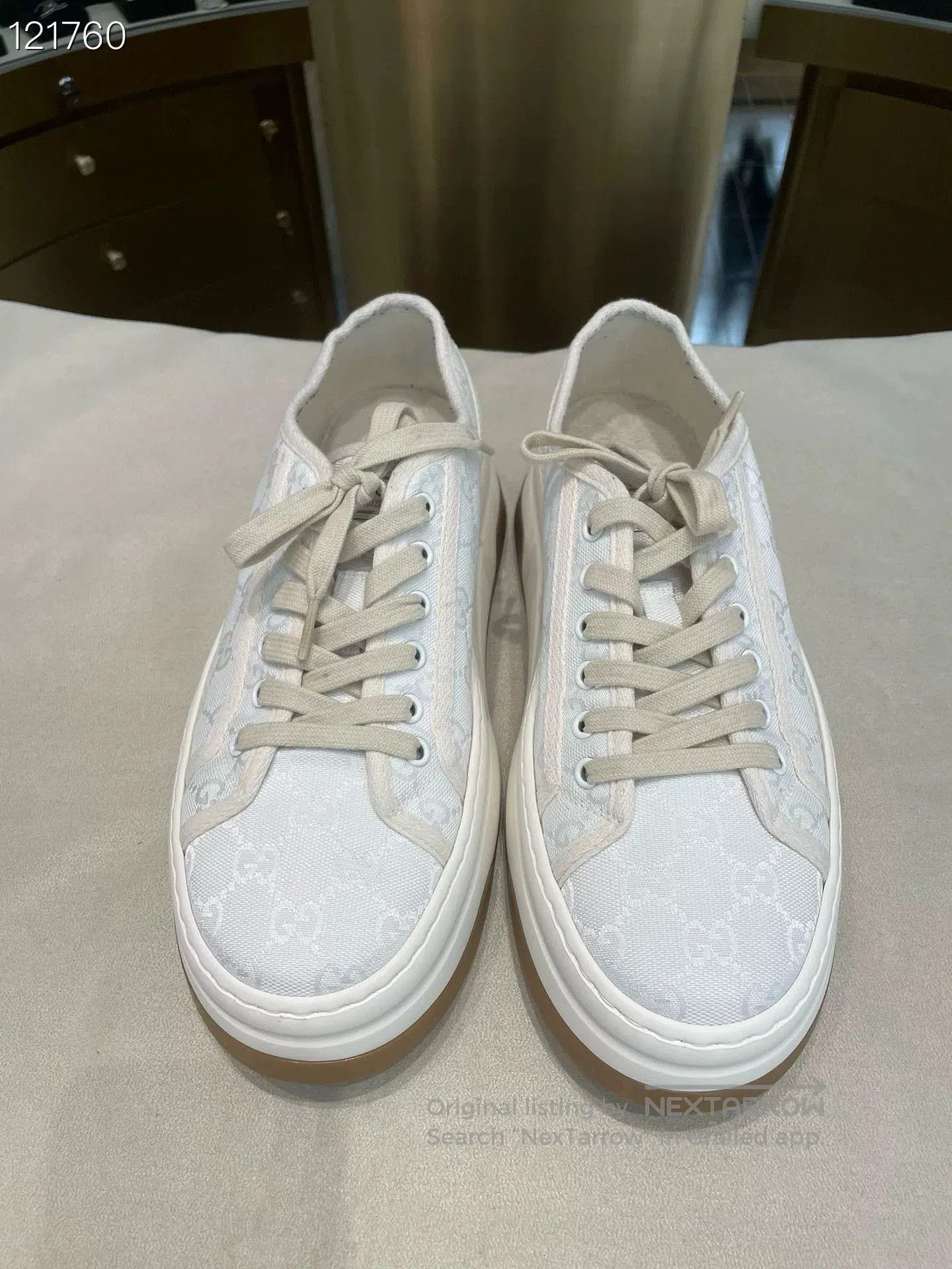 Gucci Gucci Men's White Canvas Double G Platform Shoes. Size US 8 / EU 41 - 1 Thumbnail
