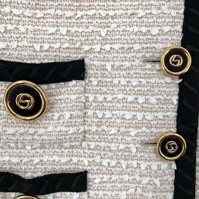Gucci Gucci Size 38 Beige cotton V-neck single-breasted small fra Size US XXS / EU 40 - 5 Thumbnail