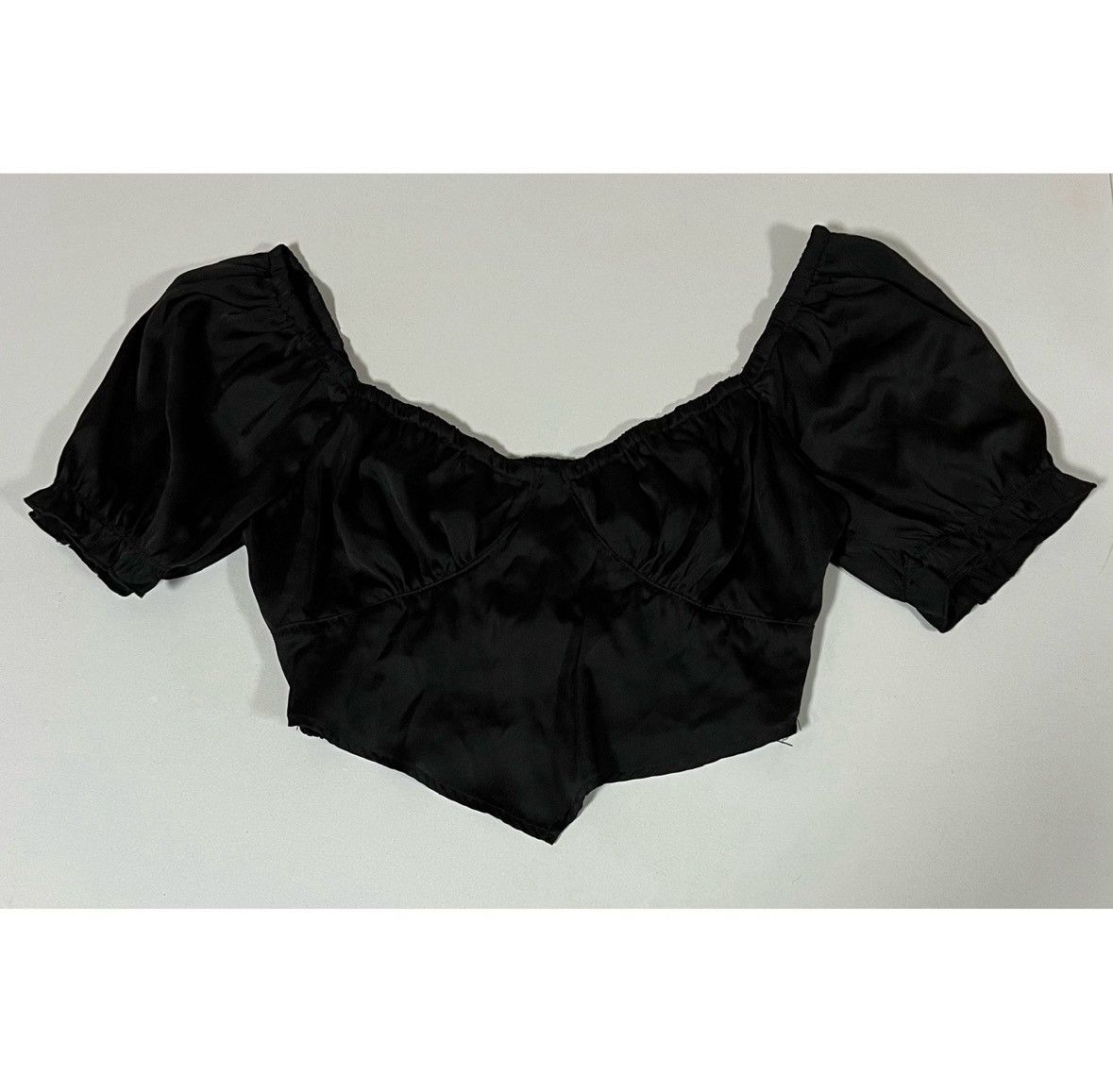 Japanese Brand Black Satin Silk Bandana Crop Top Shirt Blouse Tee Size S 🖤 Size S / US 4 / IT 40 - 1 Thumbnail