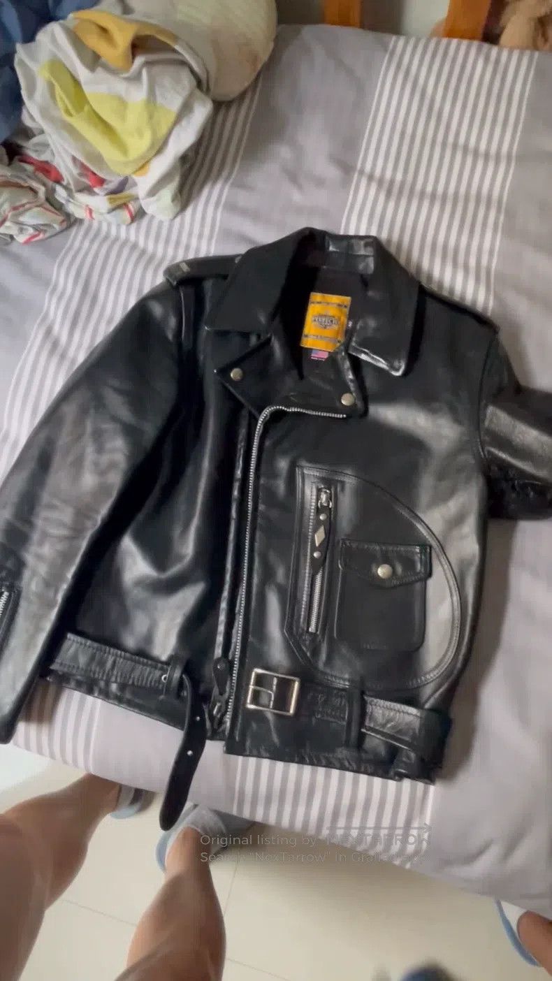 Schott 1928h horsehide cable-stayed black sheer dyeing
