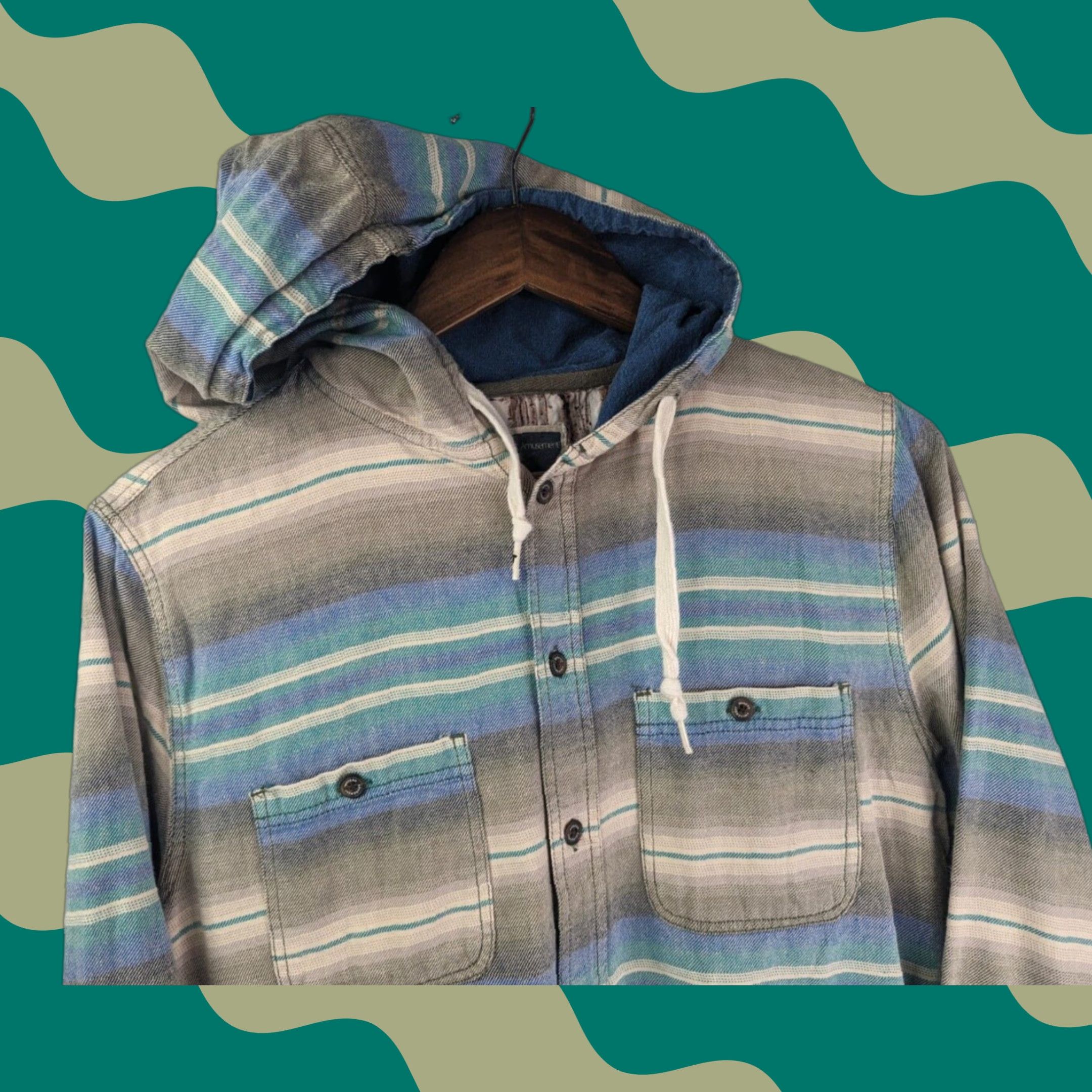 Vintage VINTAGE Modern Amusement Shirt Hoodie Striped Shacket Men’s Medium Long Sleeve Button-Up Size US M / EU 48-50 / 2 - 1 Thumbnail