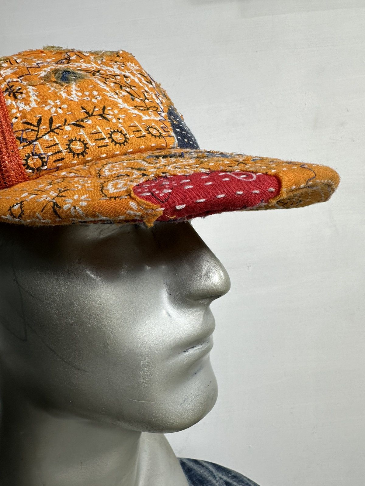 Handmade Custom Made Distressed Paisley Patchwork Boro Trucker hats Size ONE SIZE - 8 Thumbnail