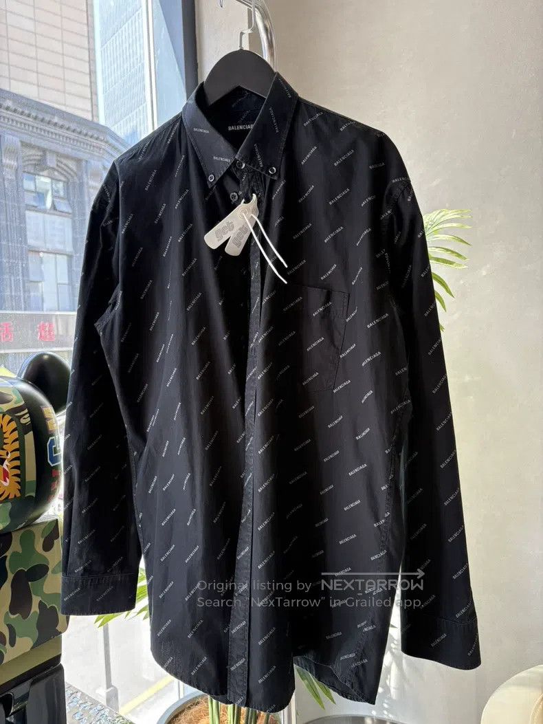 Balenciaga Balenciaga size 38 Black Full Print Logo Shirt Size S / US 4 / IT 40 - 1 Thumbnail