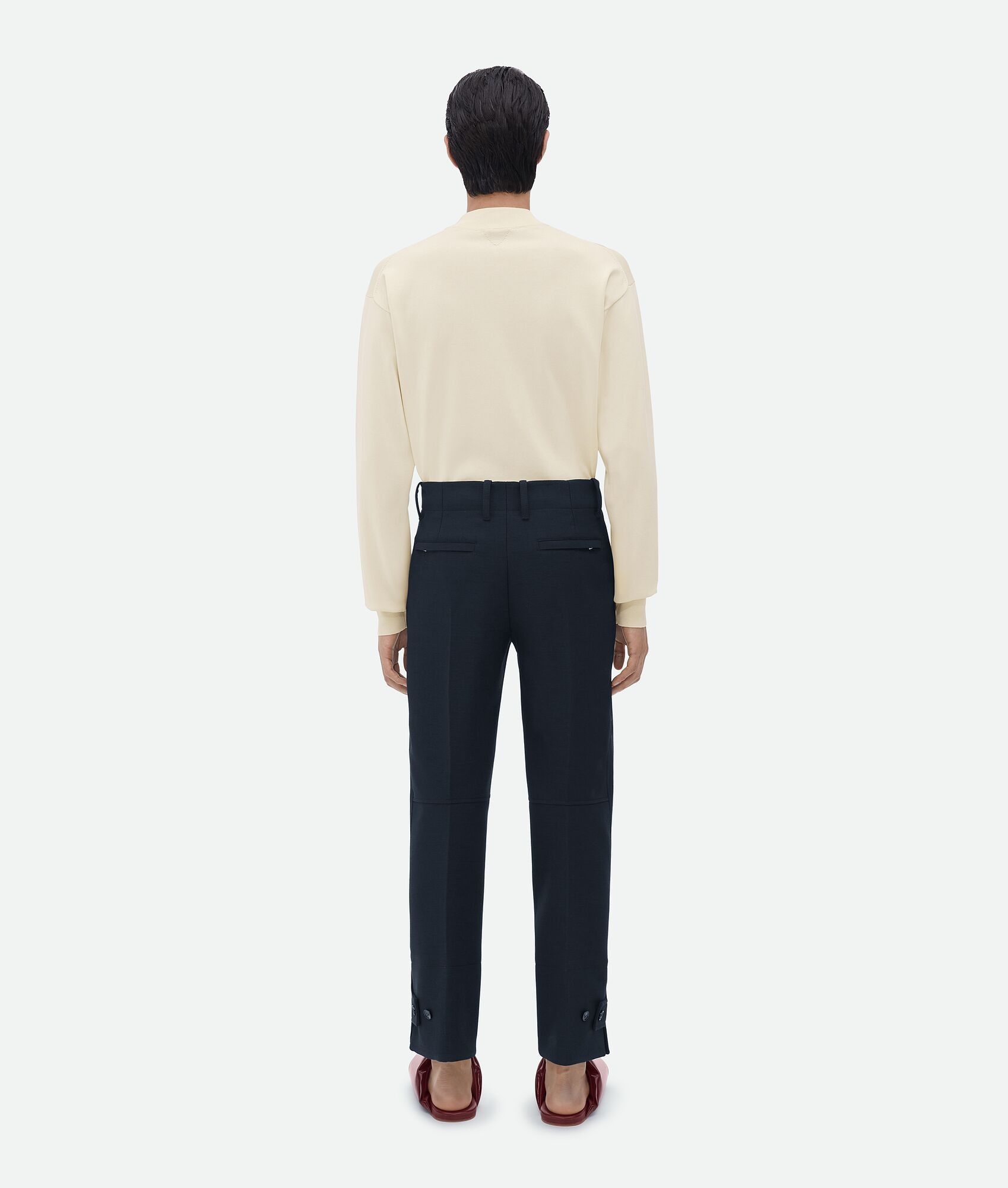 Bottega Veneta o1n1vont1224 Wide Leg Melange Wool Pants in Navy Size US 38 / EU 54 - 3 Thumbnail
