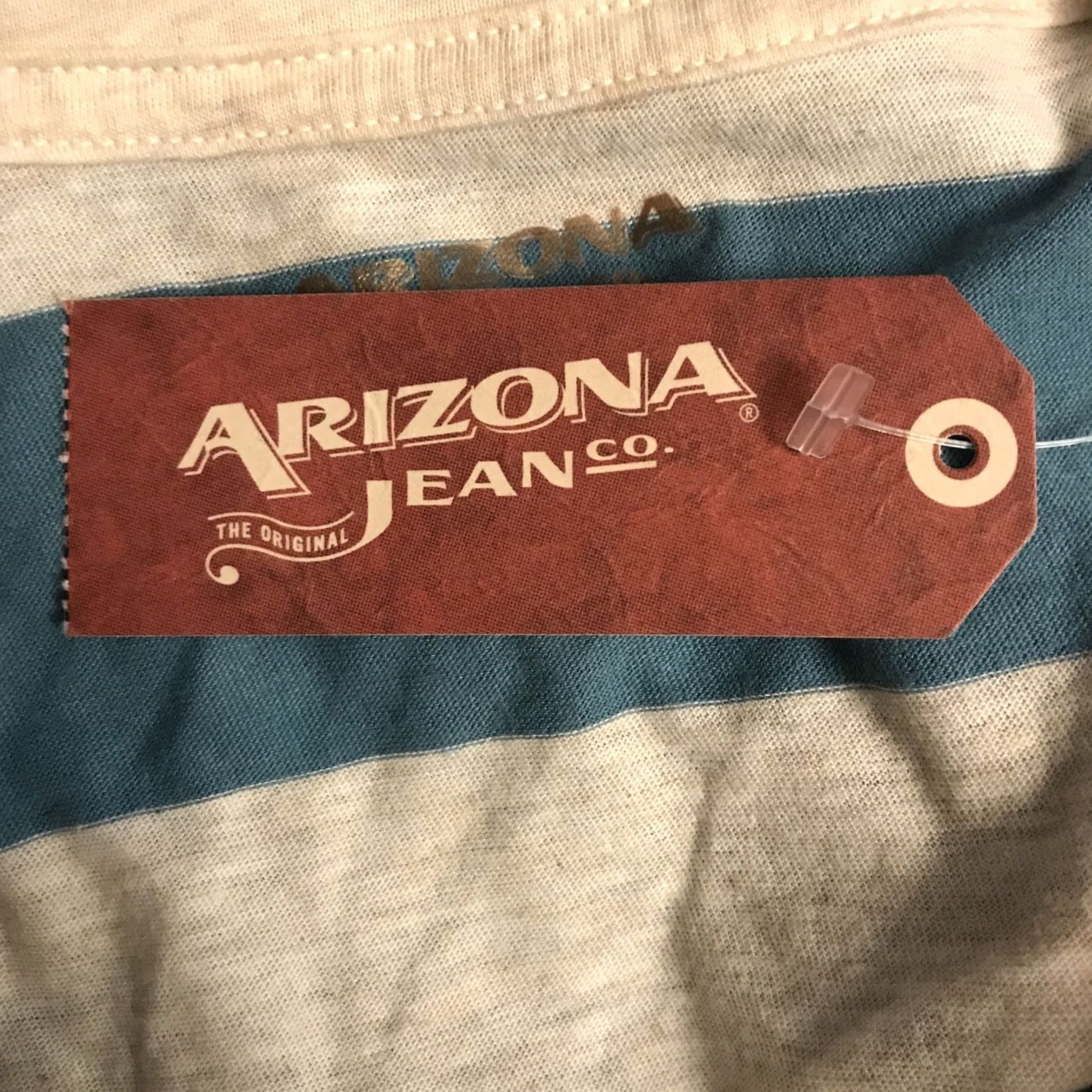 Vintage Arizona Jrs. new NWT Medium blue gray striped v-neck knit top shirt S/S 1569 Size M / US 6-8 / IT 42-44 - 3 Thumbnail